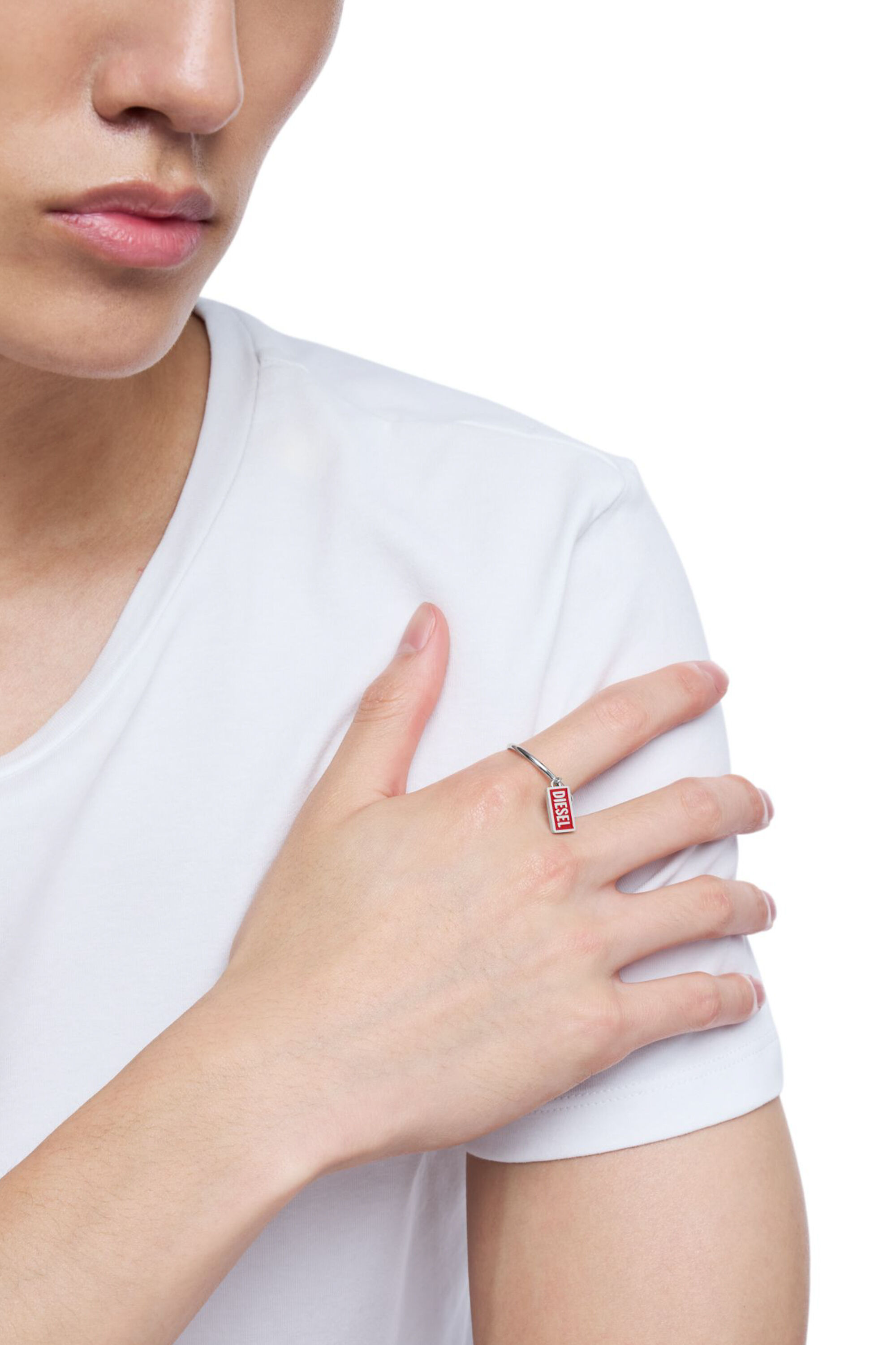 Women's Stainless steel logo charm ring | Red | Diesel {{Country}}