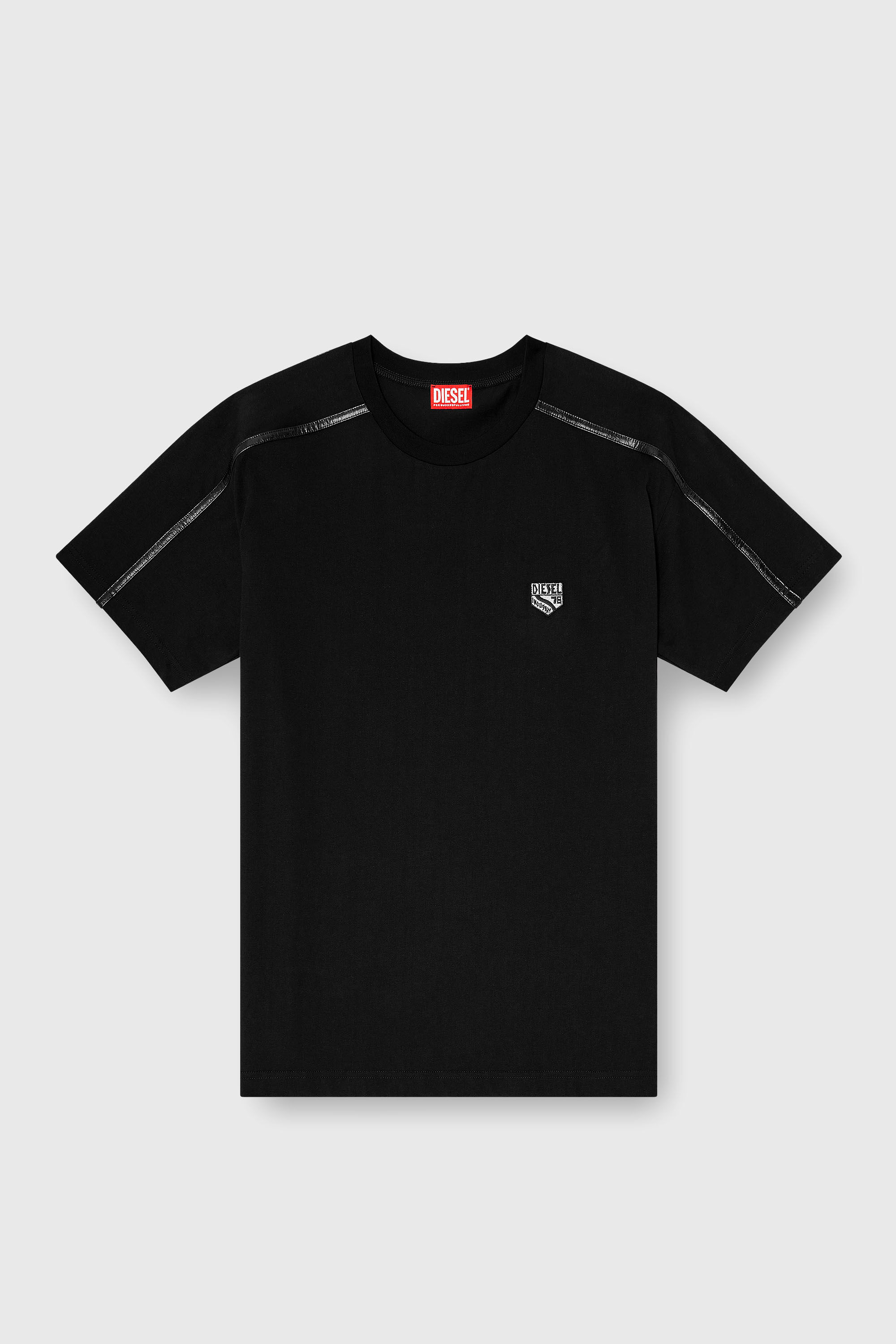 Diesel - T-NORM-FL, Man's T-shirt with contrast trims and logo patch in Black - 2