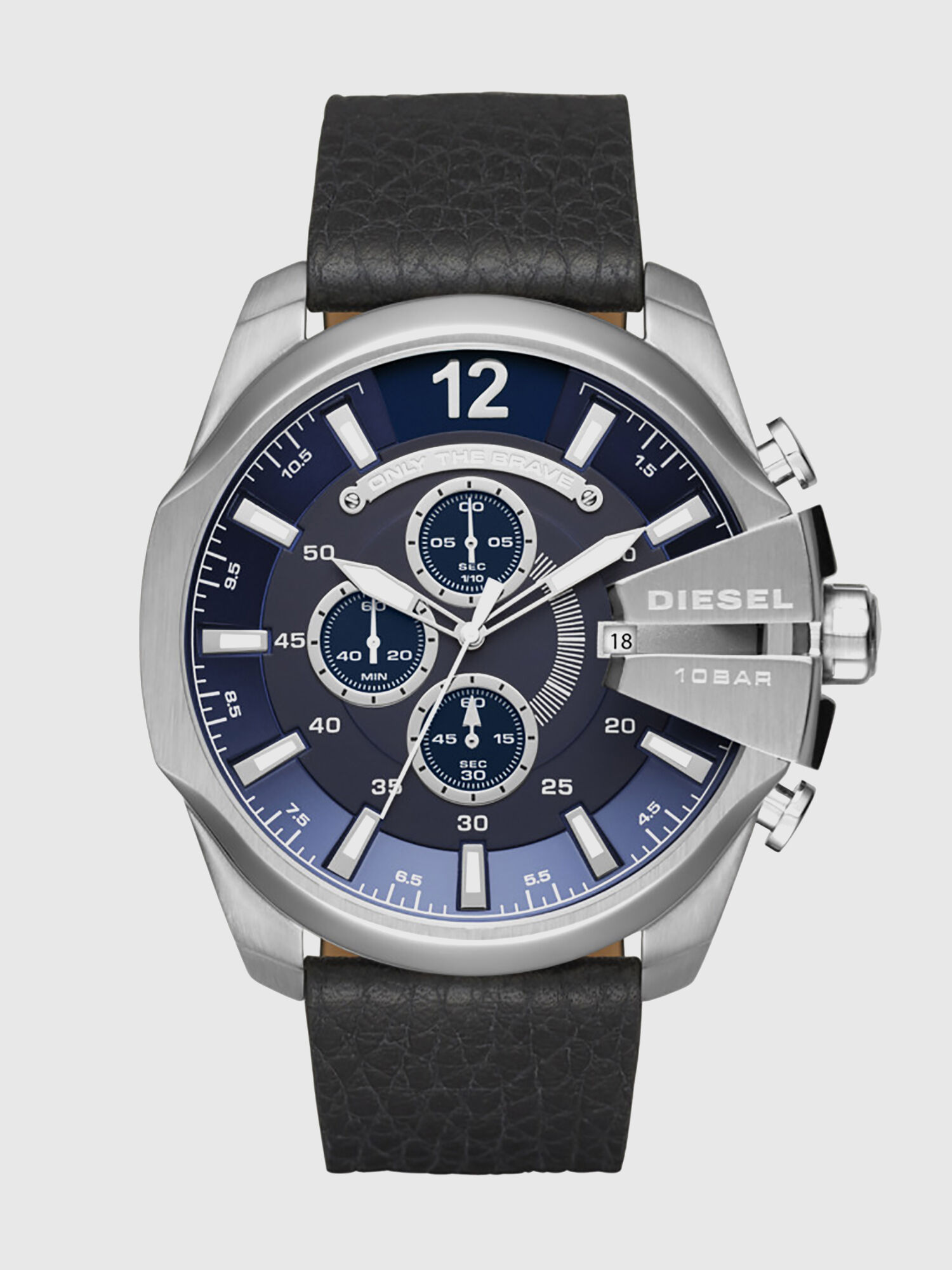 テネシー DZ4423 Man: Mega Chief black leather watch with diesel tag | Diesel