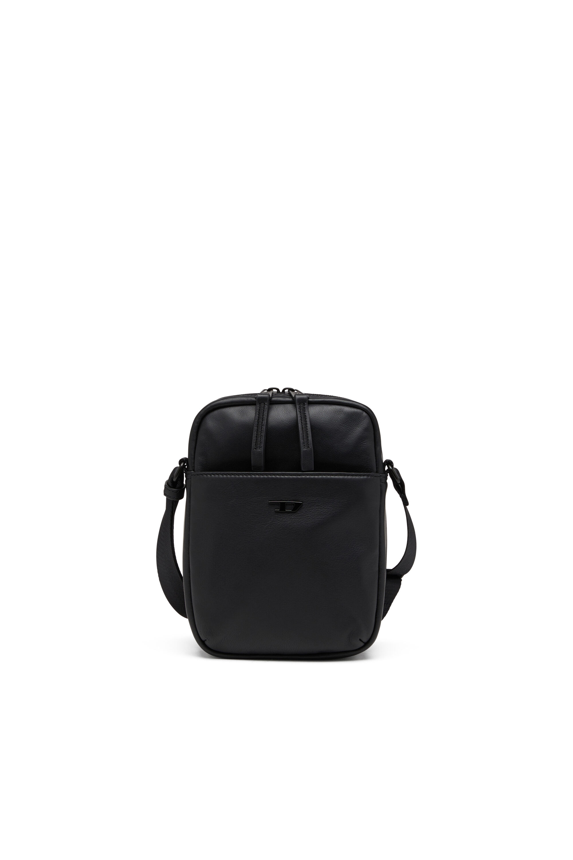 Men's Rave-Leather crossbody bag with tonal metal D | Black