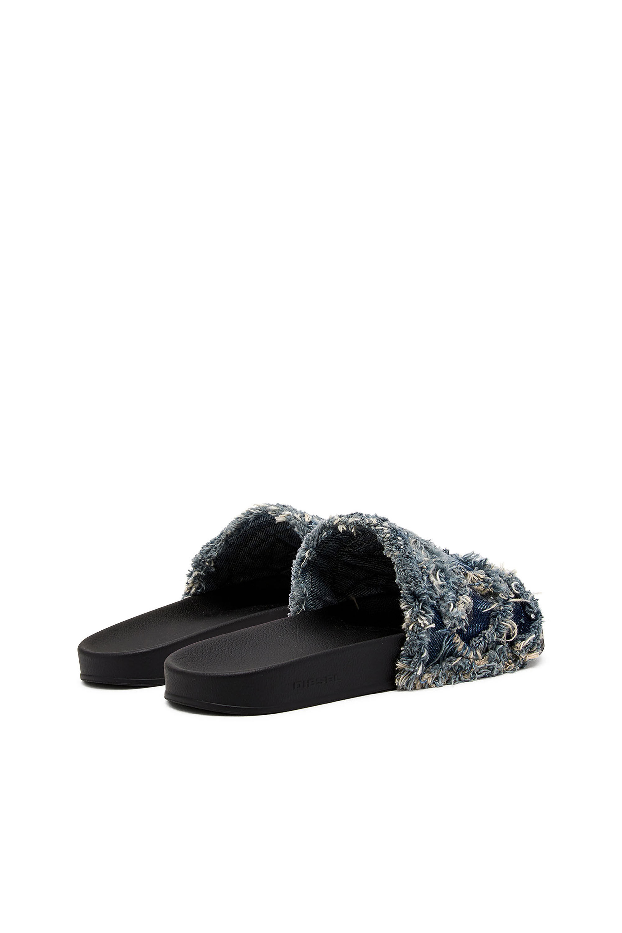 Women s Sa Slide D Fringed denim slides SA SLIDE D DENIM Diesel