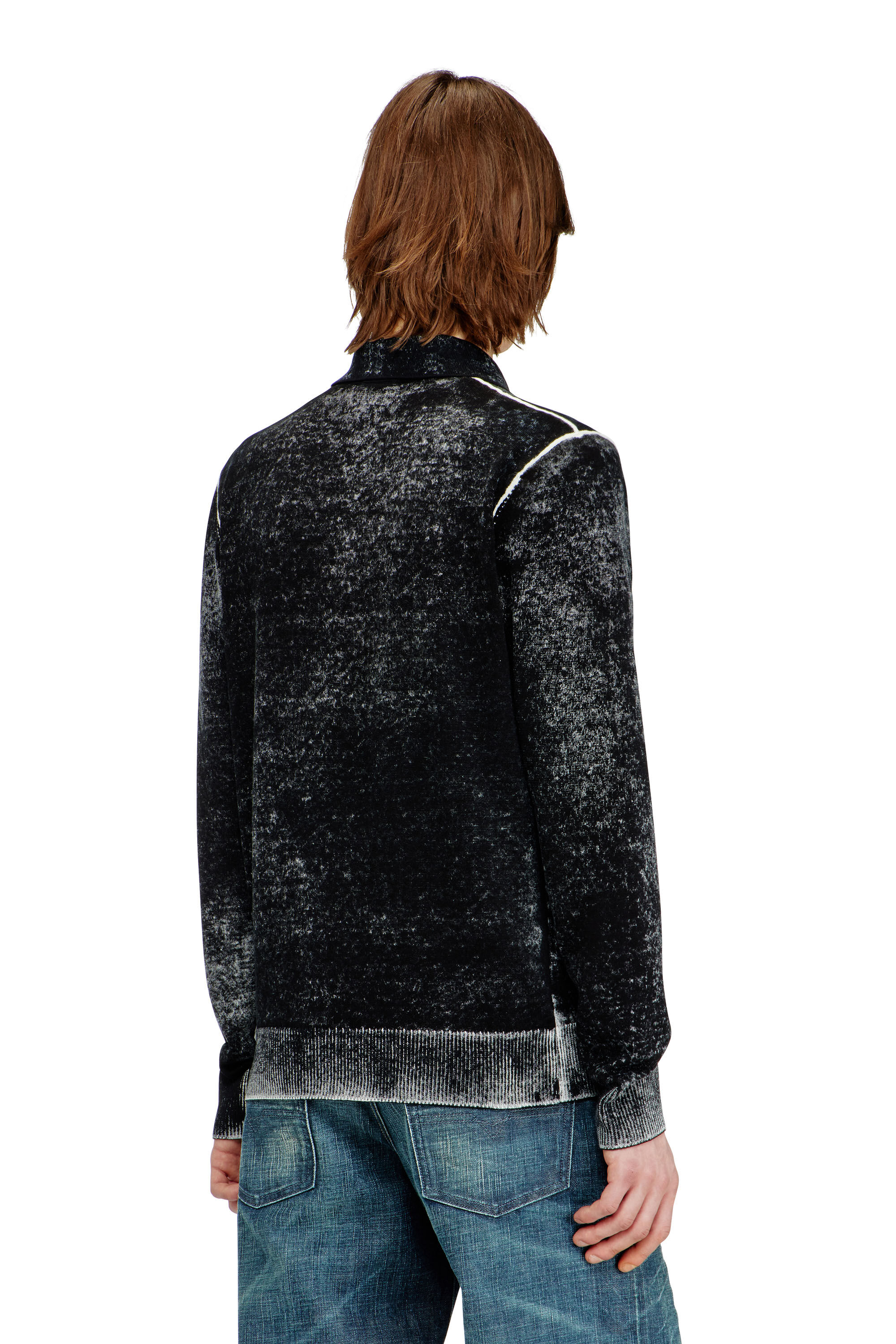 Diesel - K-LAWRENCE, Man's Polo jumper with faded reverse print in Grey/Black - 2