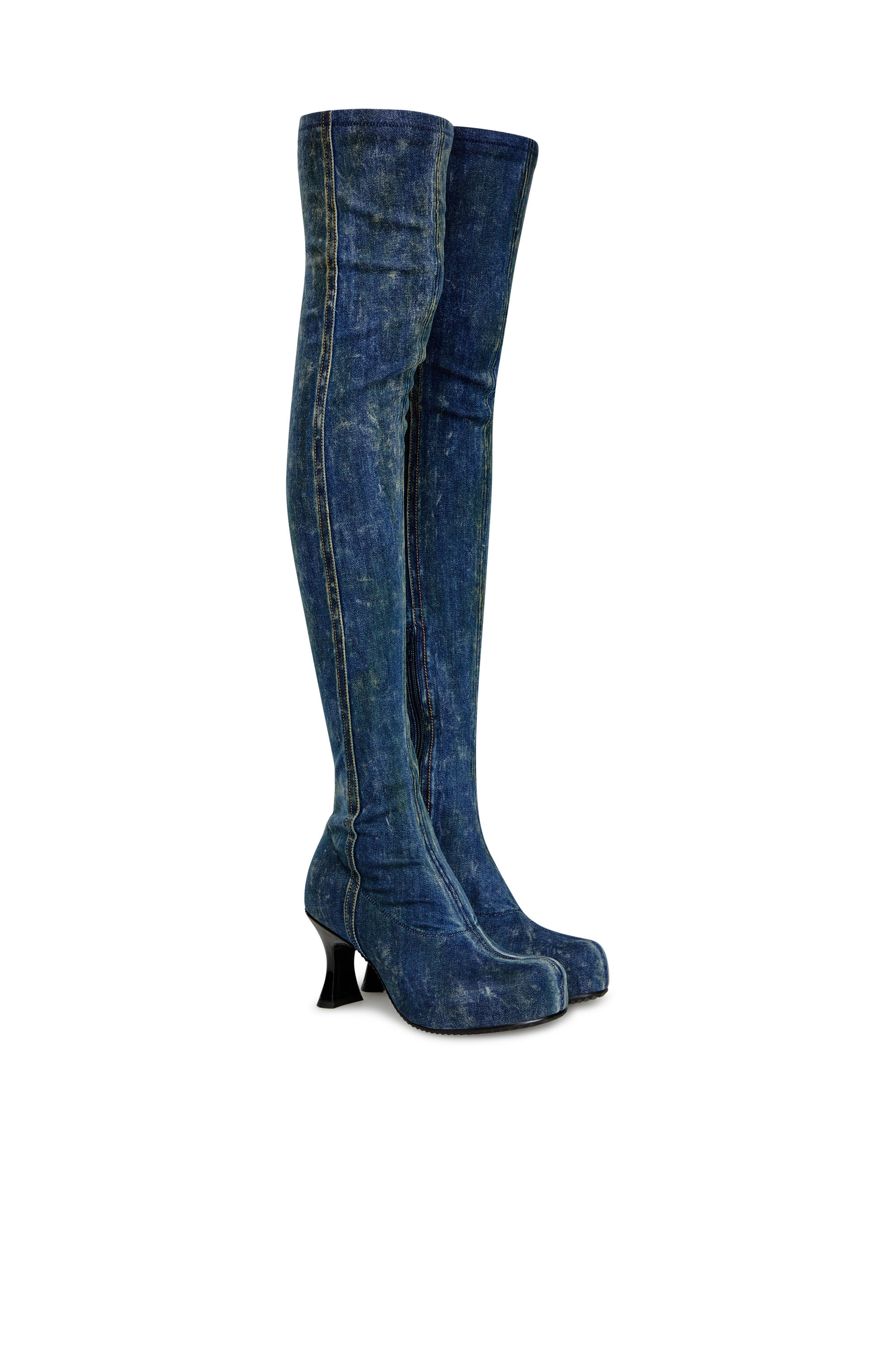Women's D-Woodstock-Over-the-knee boots in denim | Blue | Diesel