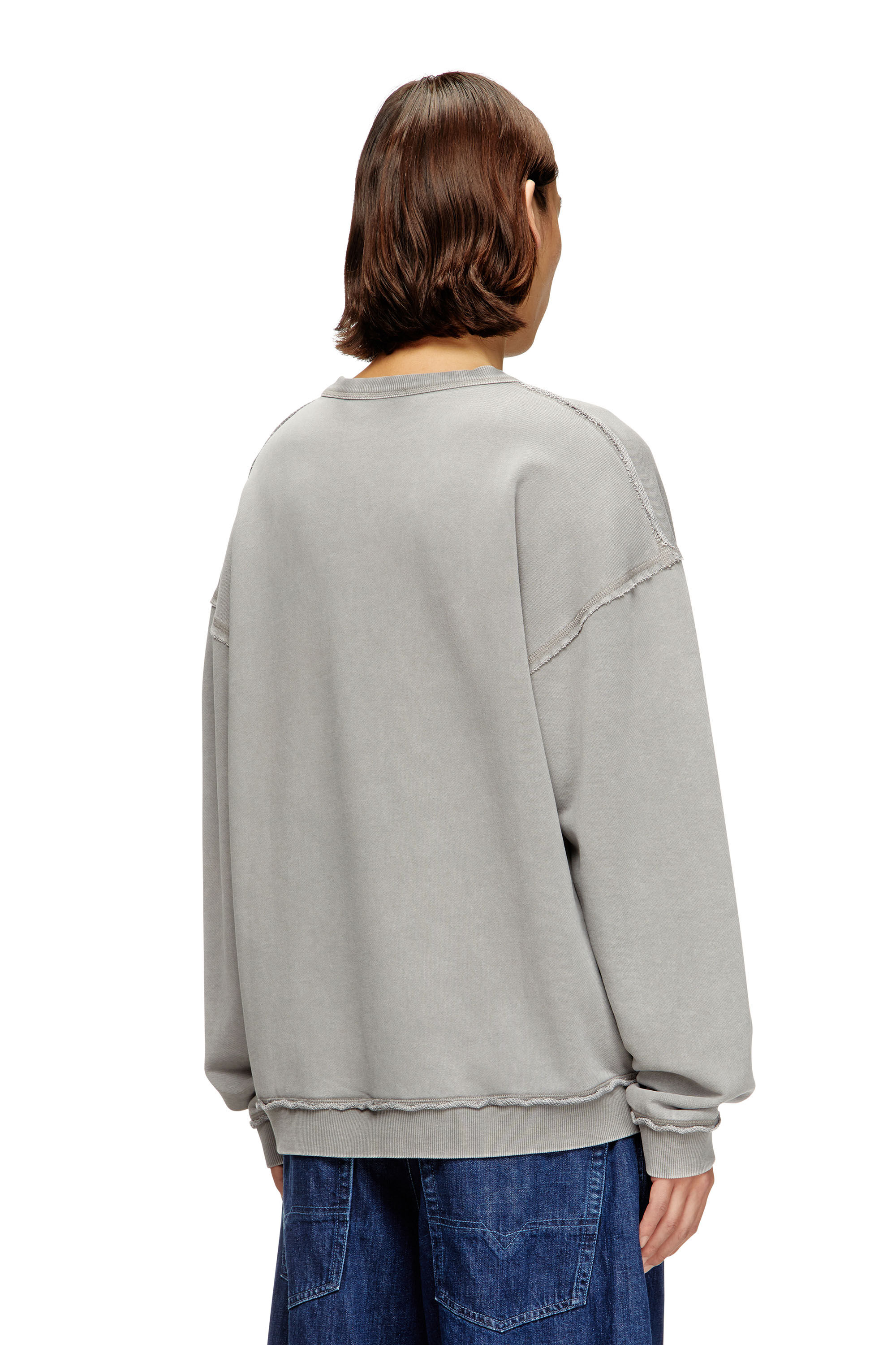 Men's Cotton sweatshirt with appliqué logo | Grey | Diesel TR