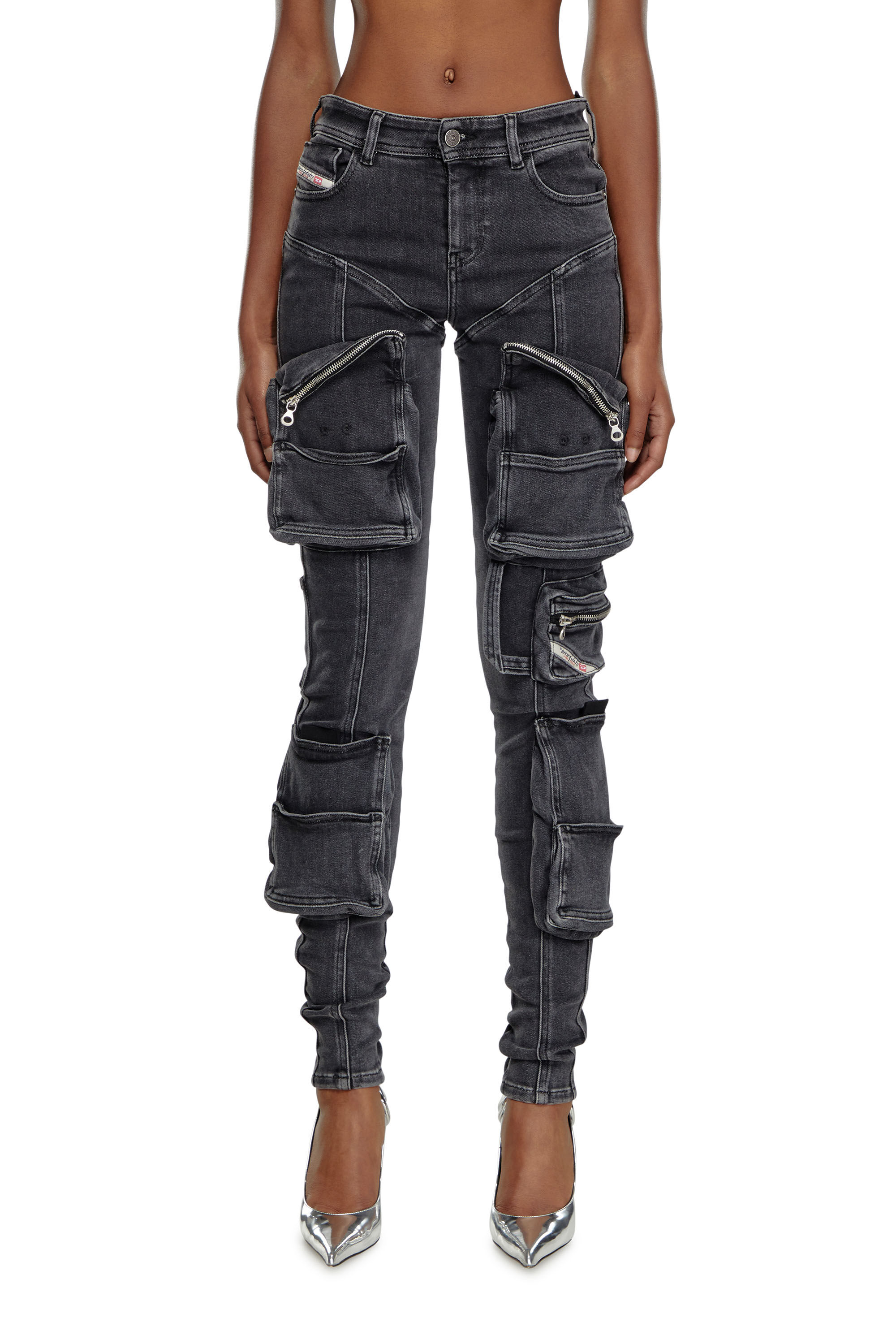 1984 Slandy-High Woman: Skinny Black cargo Jeans | Diesel 