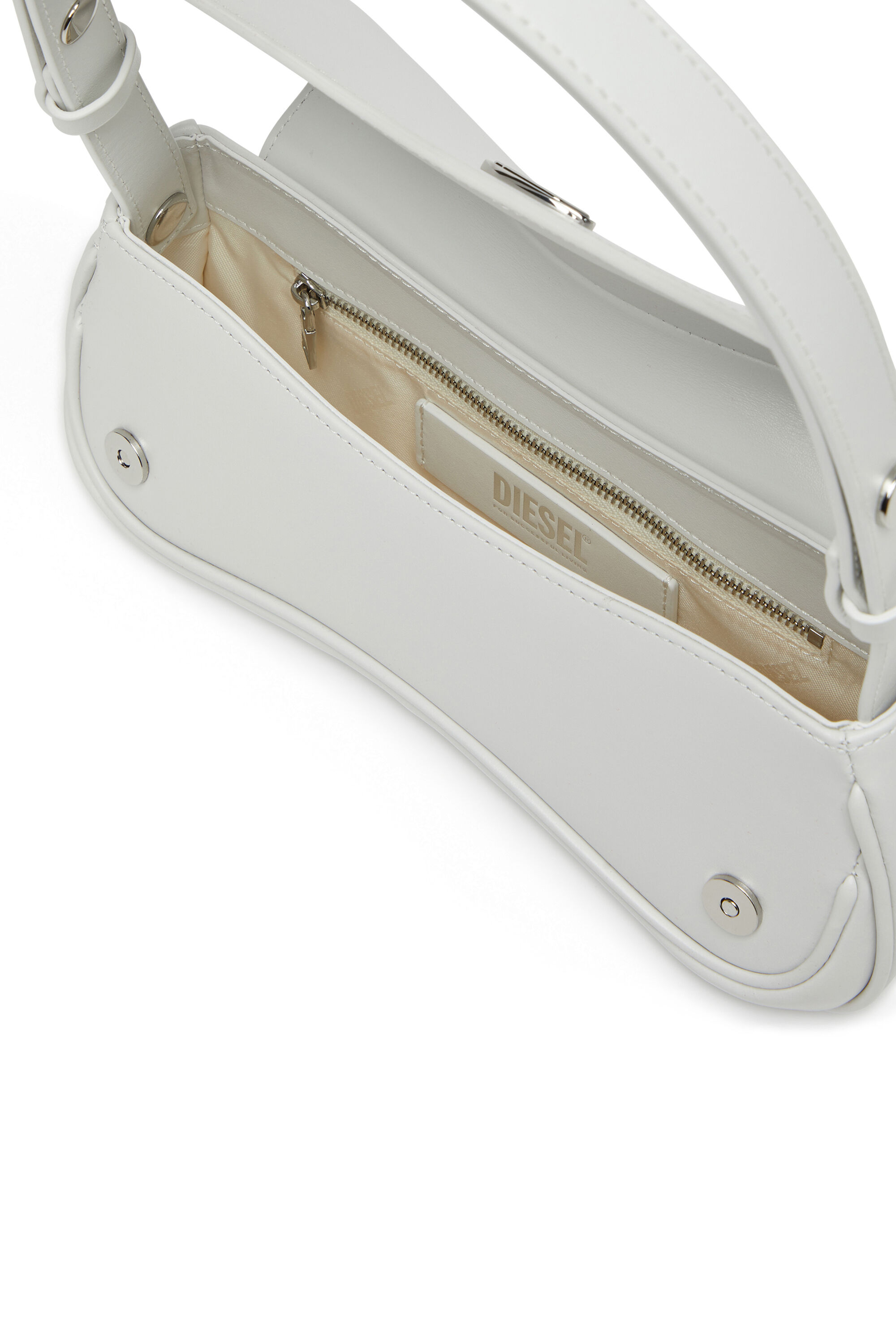Diesel - PLAY CLUTCH, Woman's Play-Semi gloss leather shoulder bag in White - 2