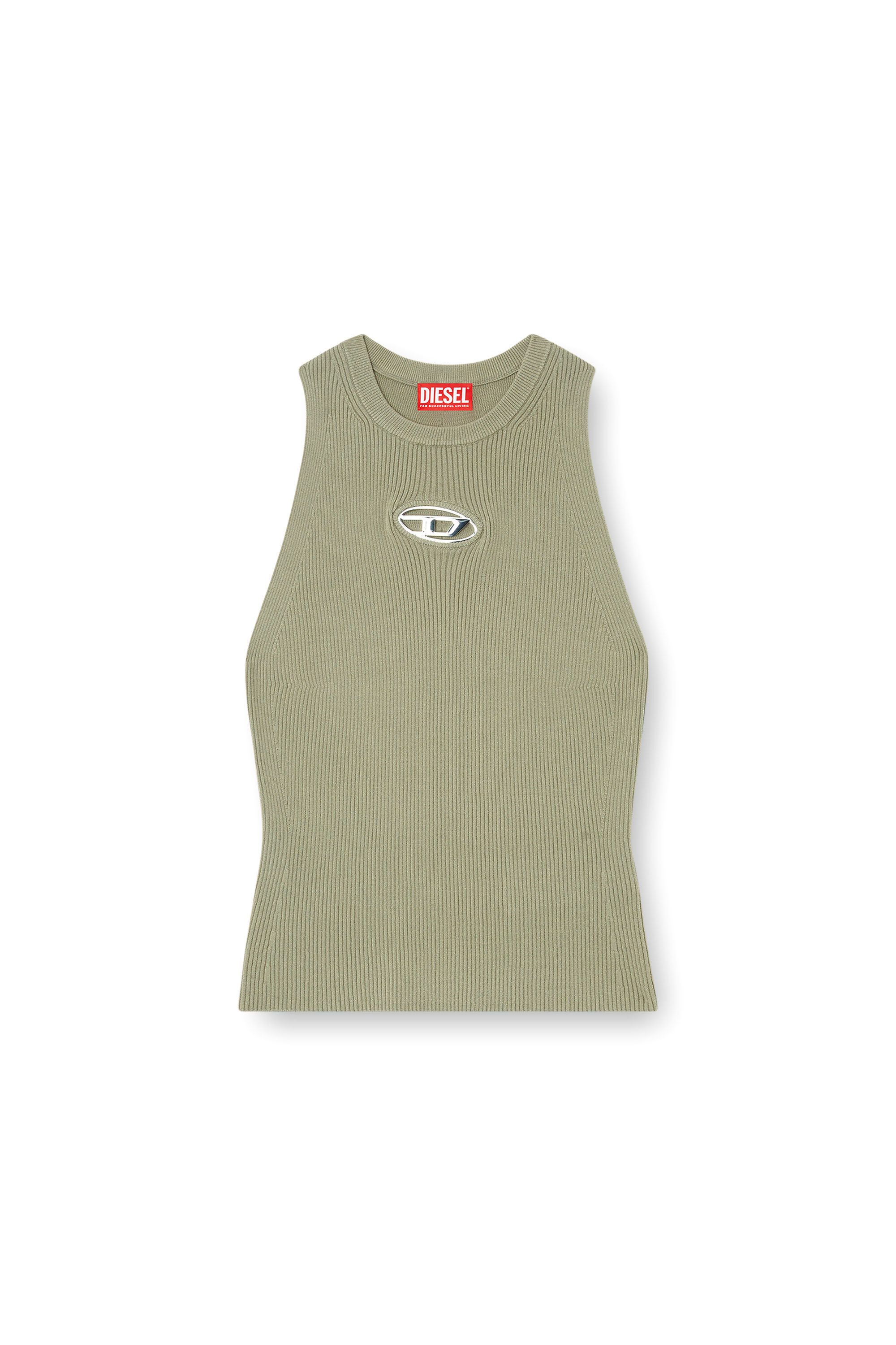 トップス melt the rady cropped Jersey Women's Rib-knit top with small logo plaque | Green | Diesel