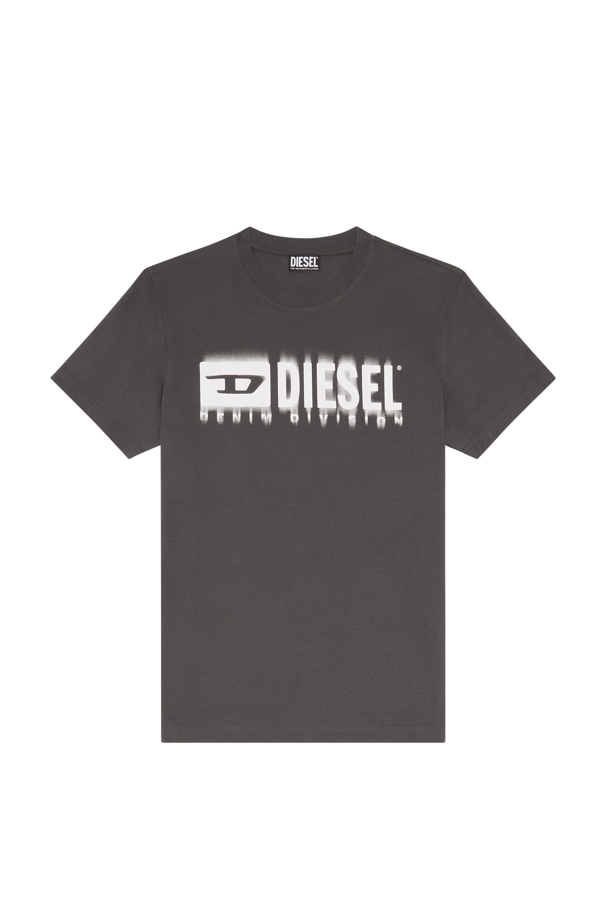 Men's T-shirt with smudged logo print | Grey | Diesel