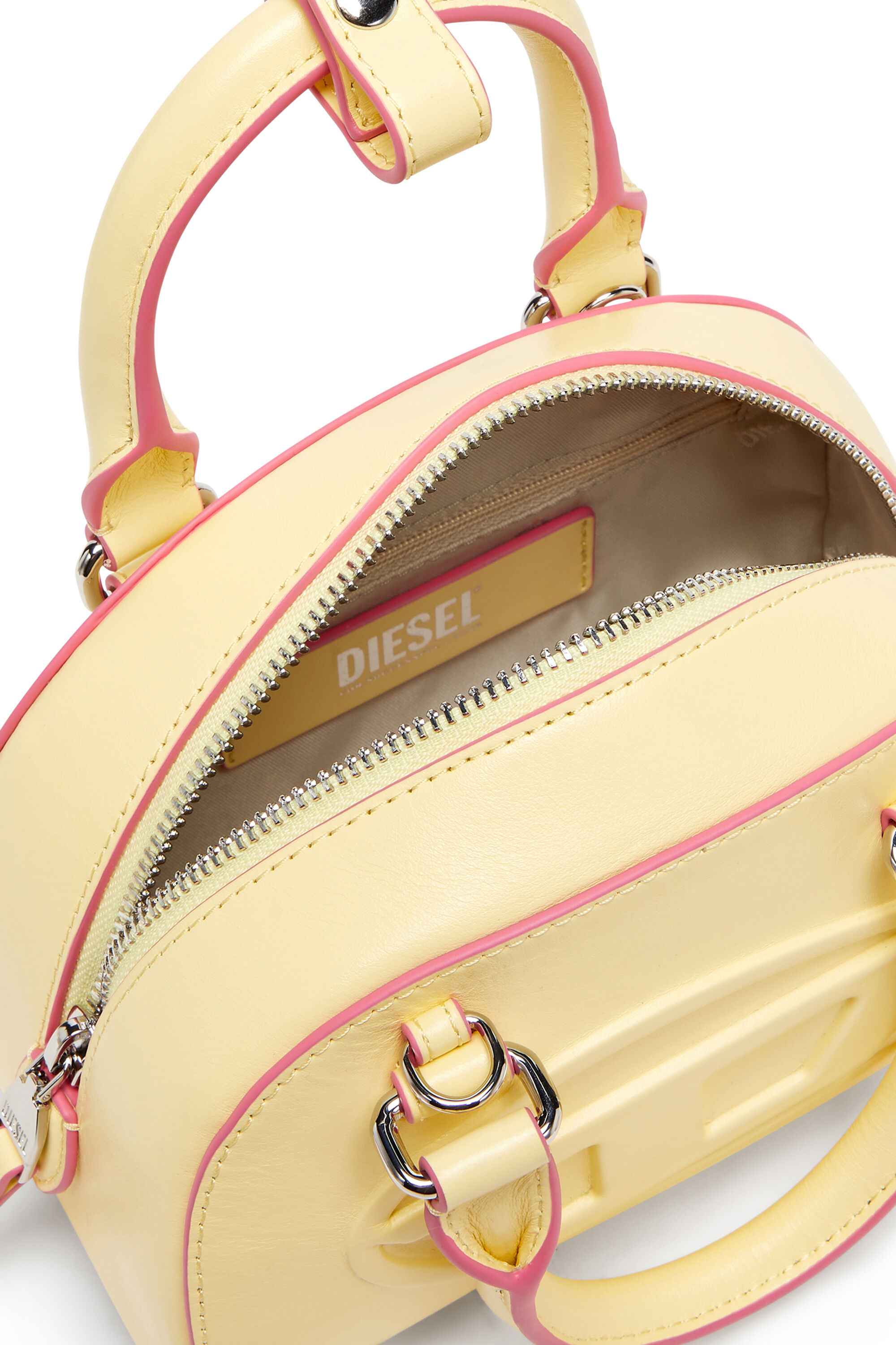 Diesel - 1DR DOME CROSSBODY, Woman's 1DR Dome-Leather mini bowling bag in Yellow - 3