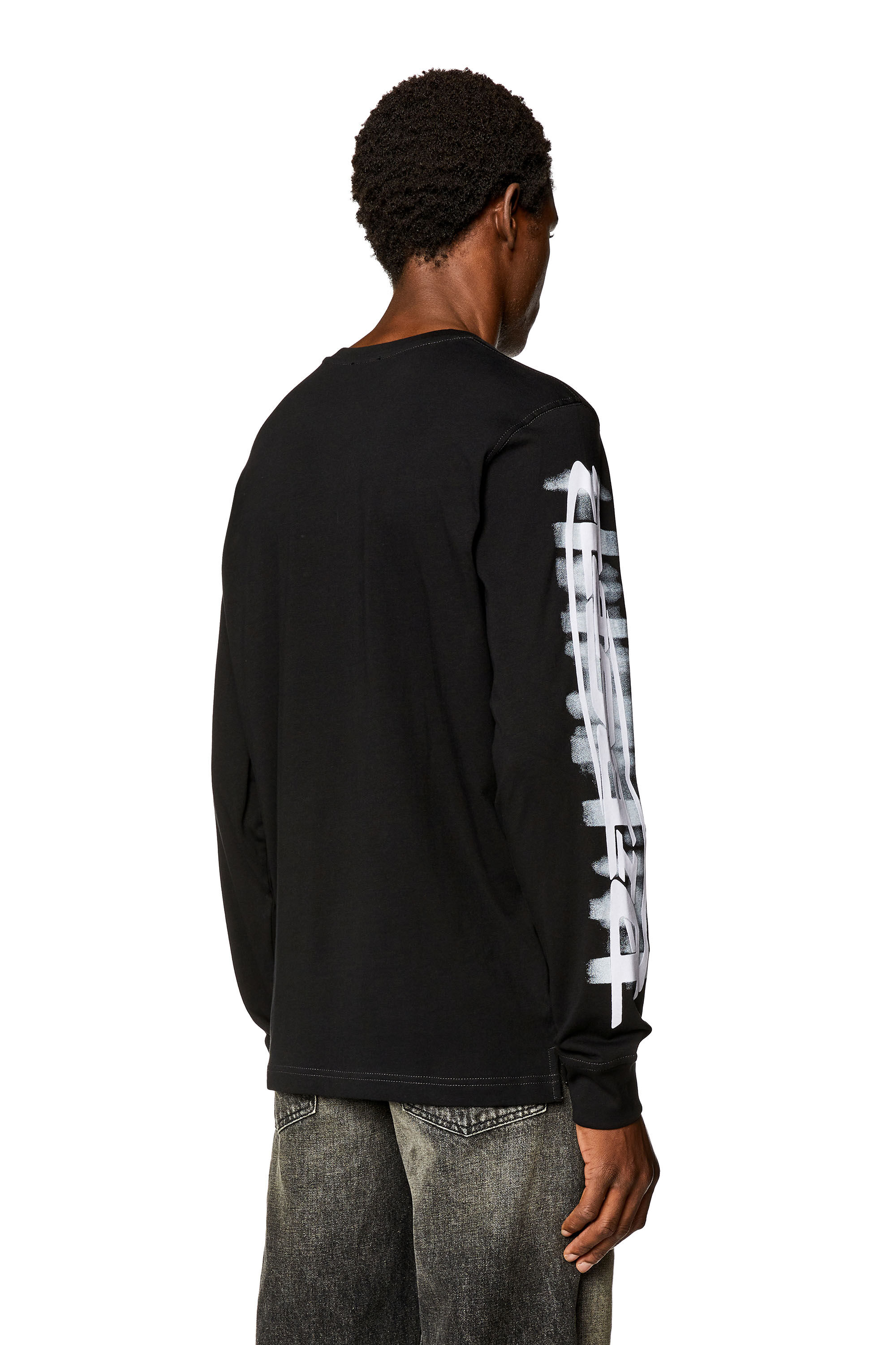 Men's Long-sleeve T-shirt with blurry Diesel print | Black