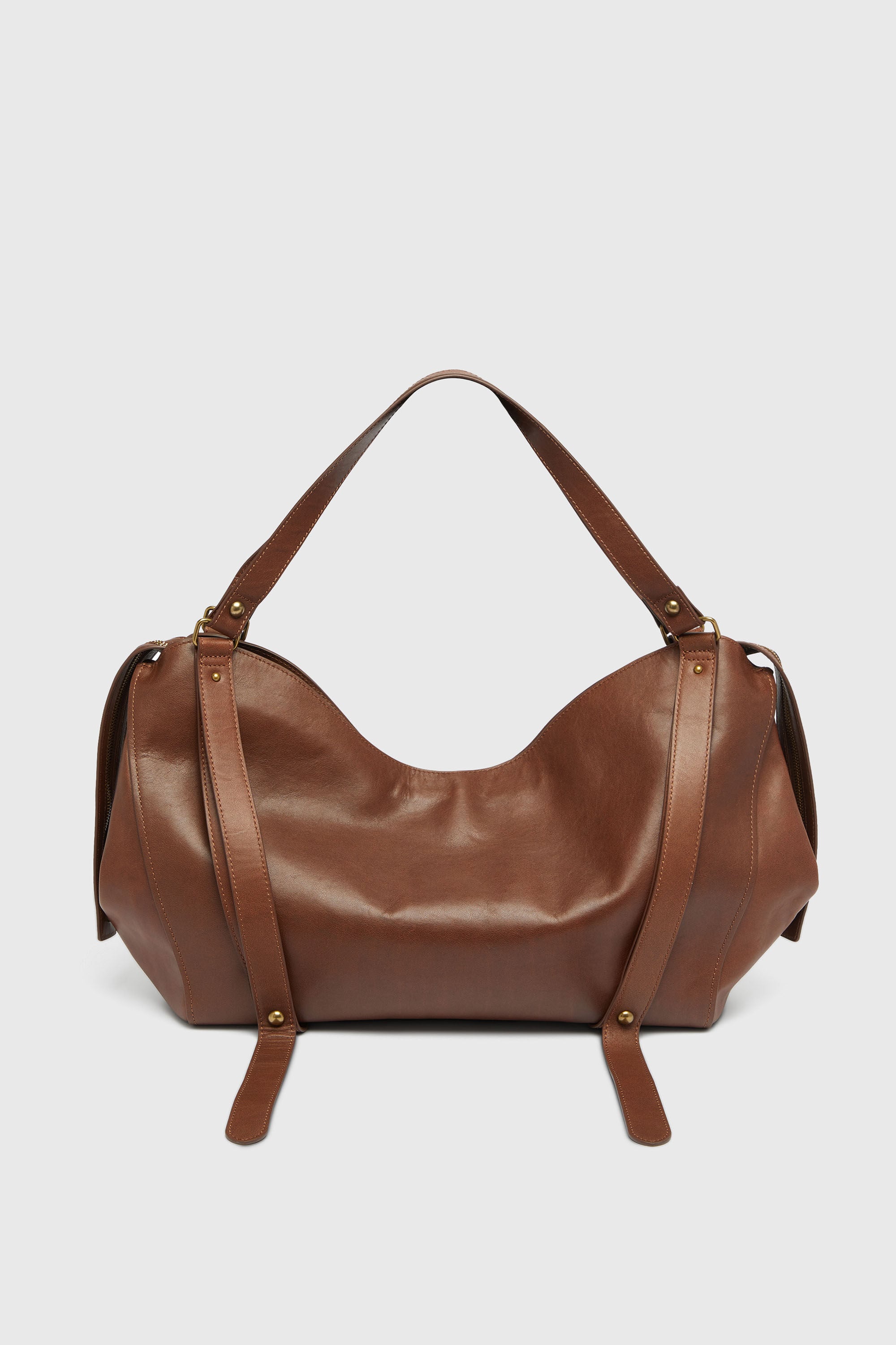 Women's D-One-Large top-handle bag in treated leather | Brown