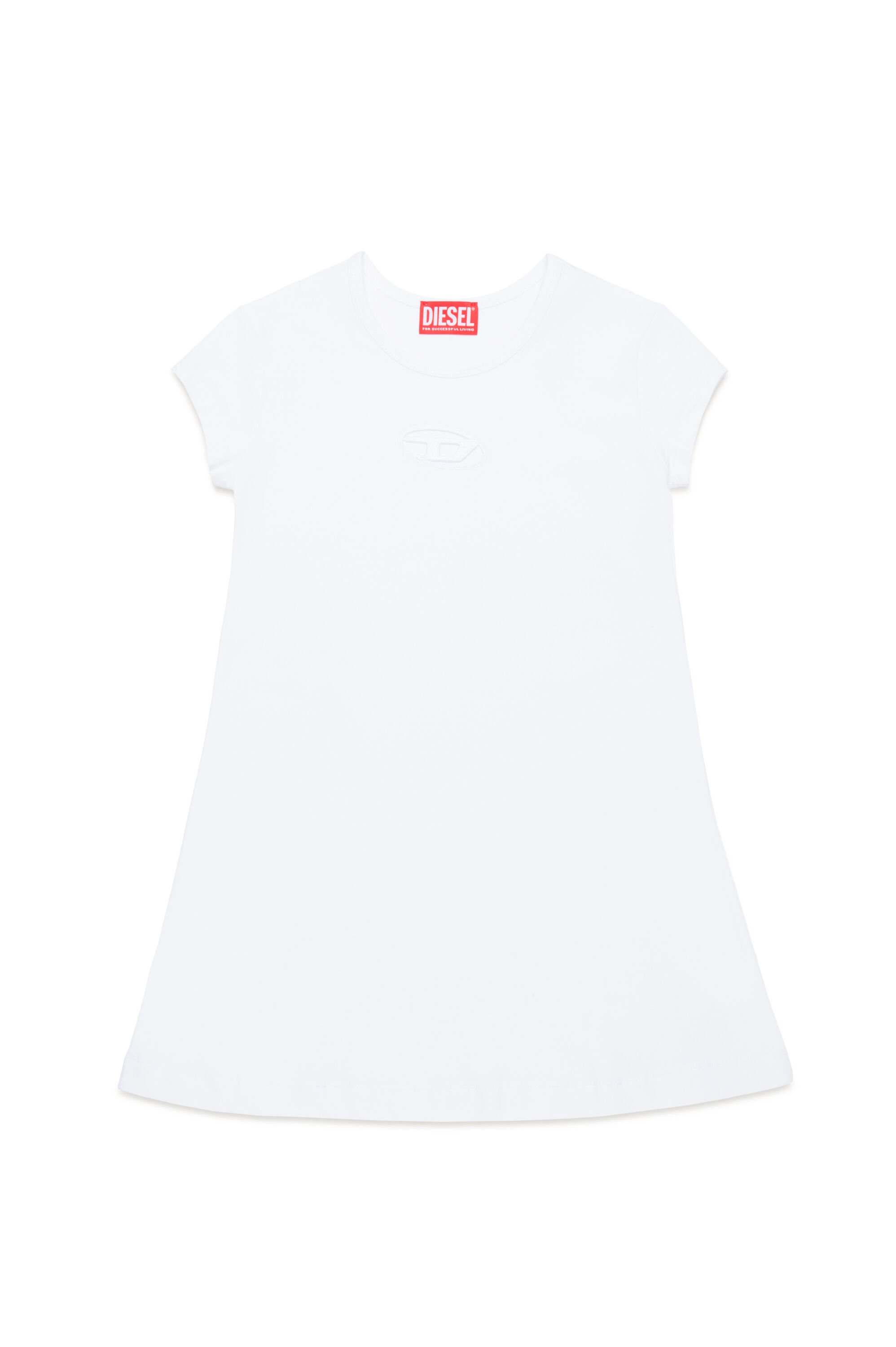 Diesel - DANGIELAM, Woman's T-shirt dress with cut-out Oval D logo in White - 1