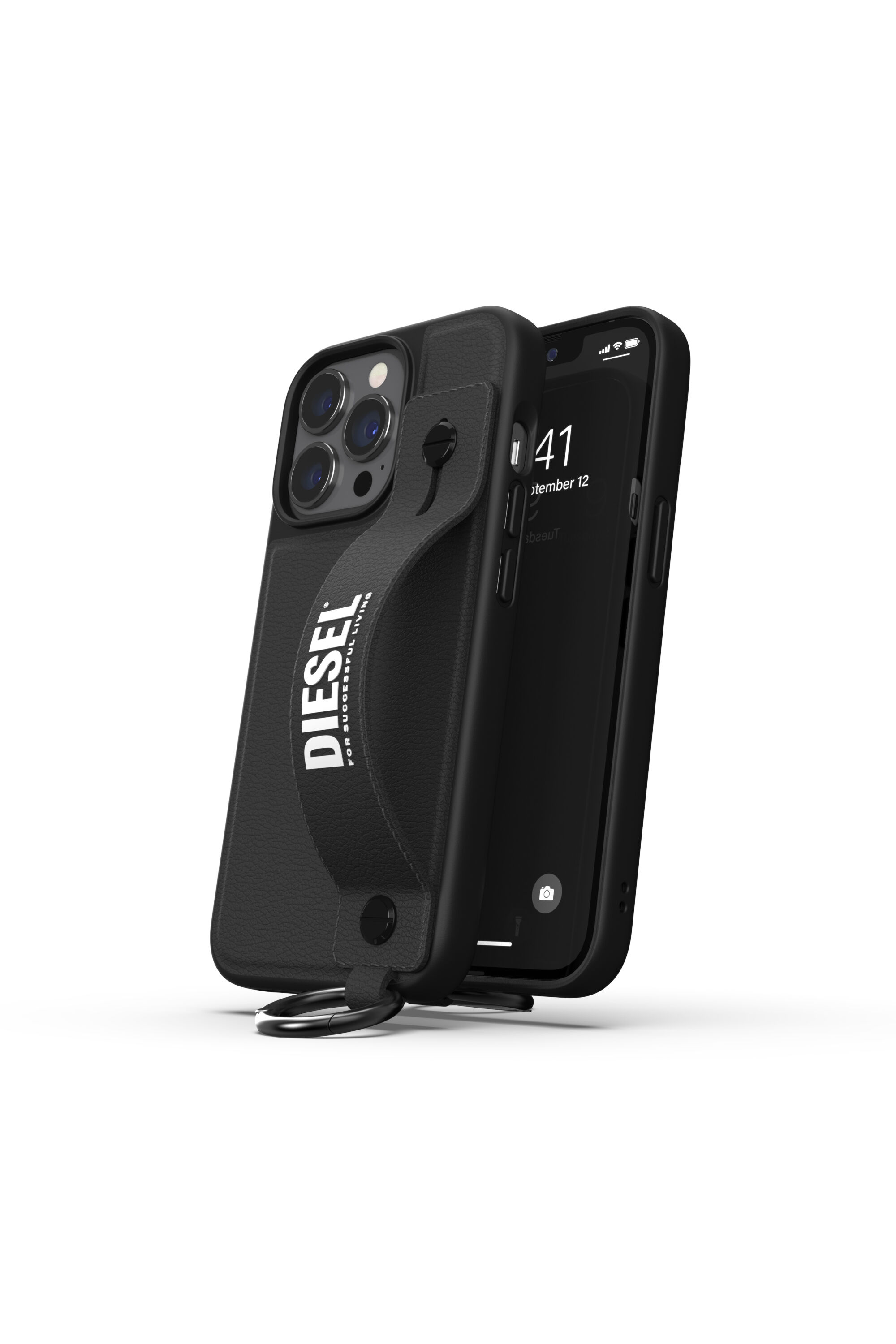 47177 TECH CHAIN: Leather handstrap case iPhone 13/13 Pro | Diesel