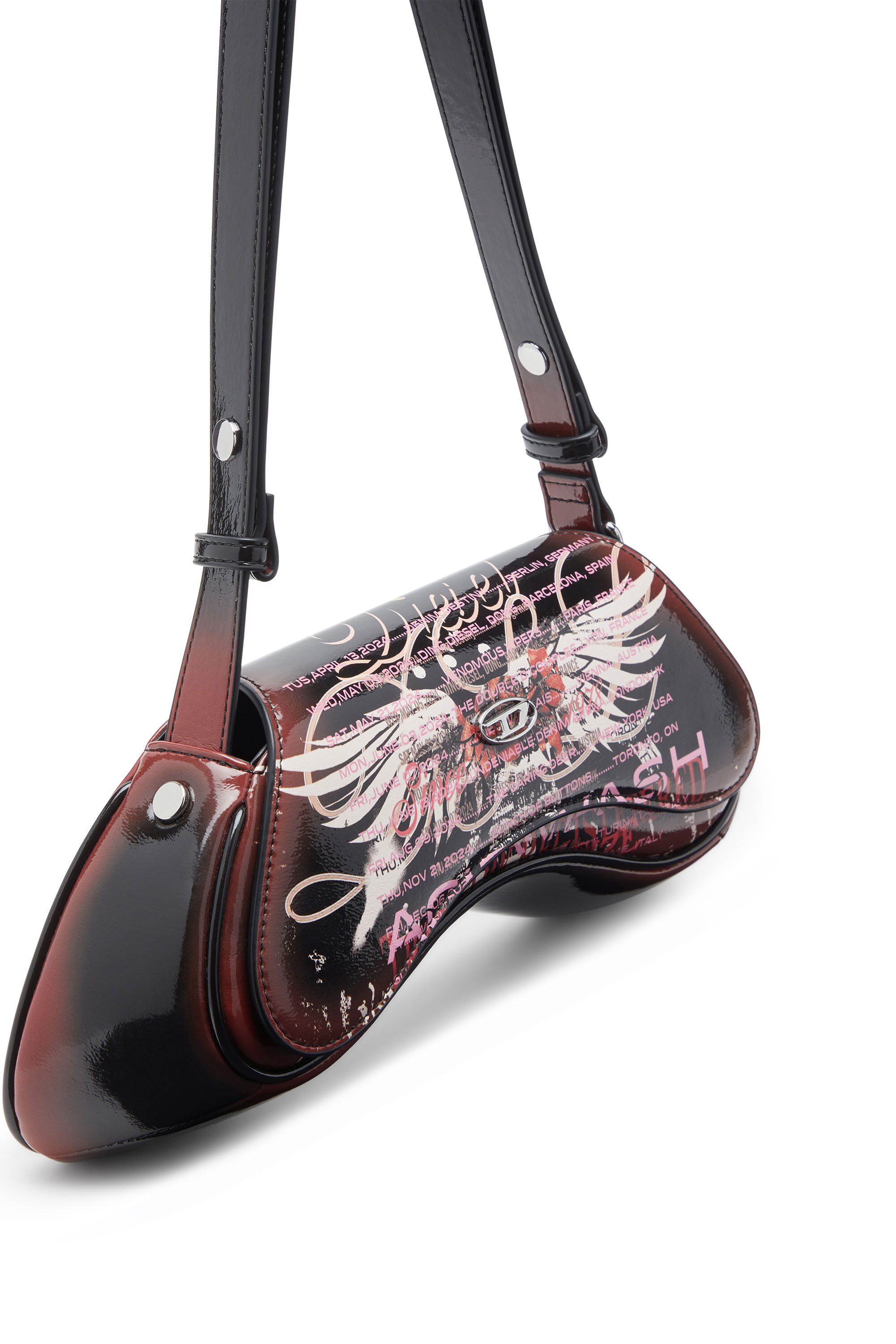 Women's Play-Shoulder bag in printed glossy PU | Multicolor