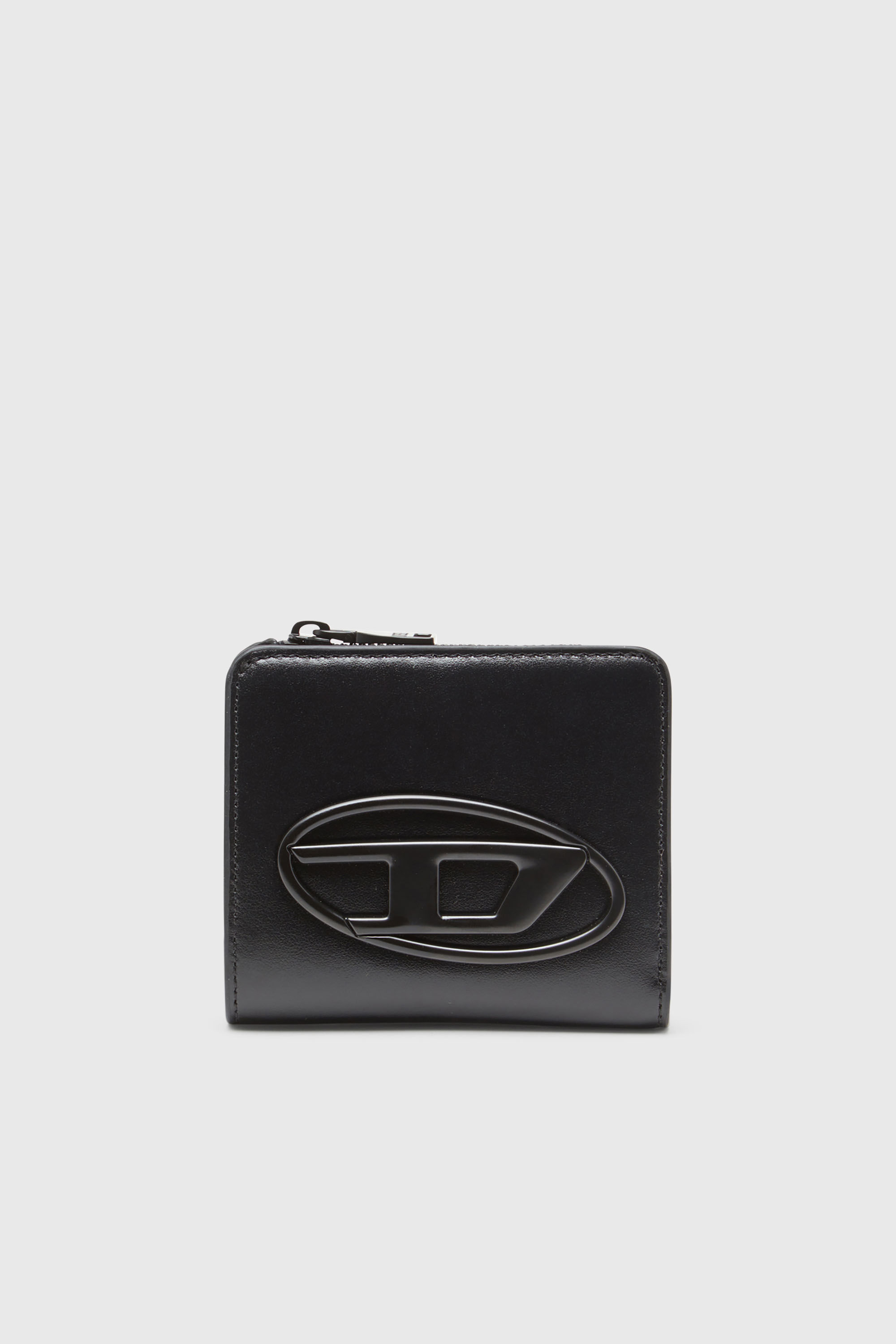 Diesel - HOLI -D BI FOLD ZIP L, Man's Zipped leather card holder in Black - 1