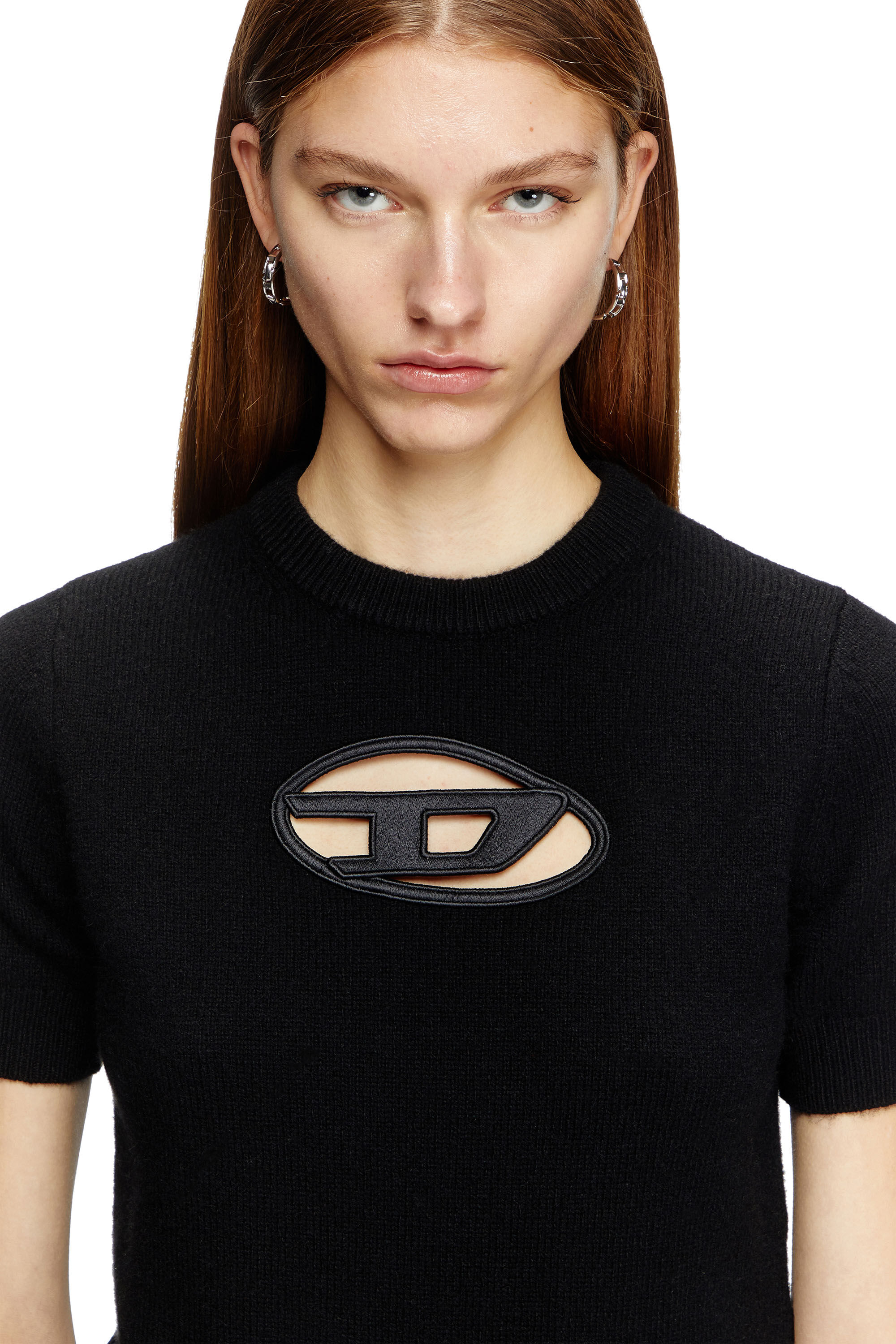 Diesel - M-ARGARIN-SS, Woman's Short-sleeve jumper in cashmere blend in Black - 5