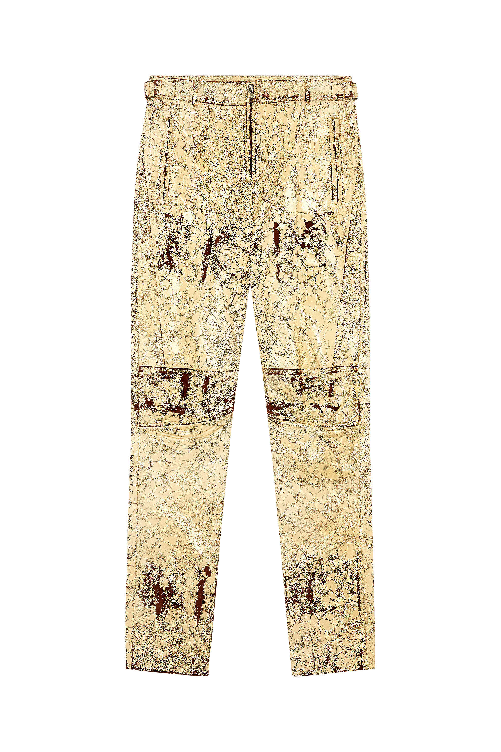 Men s Coated leather pants with cracked effect P ALAN Diesel