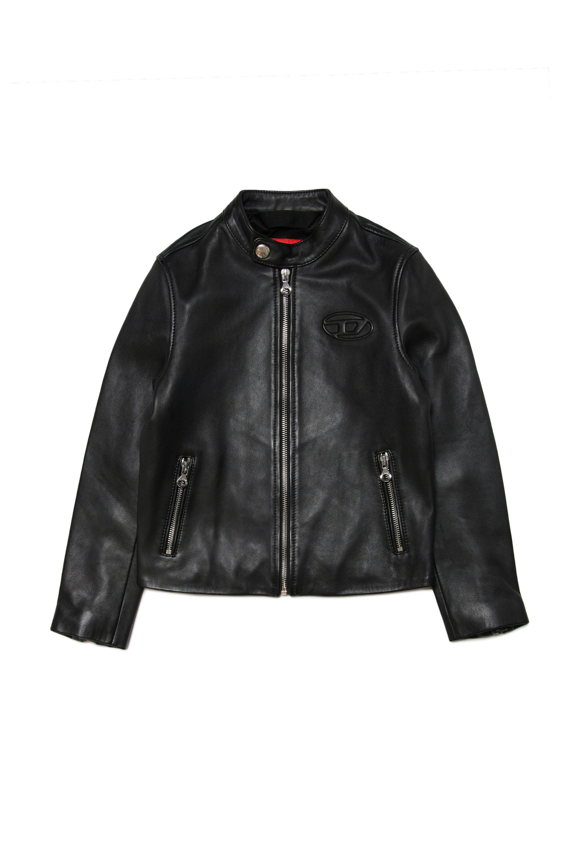 Leather biker jacket with embossed logo | Black | 4-16 YEARS Boys | Diesel
