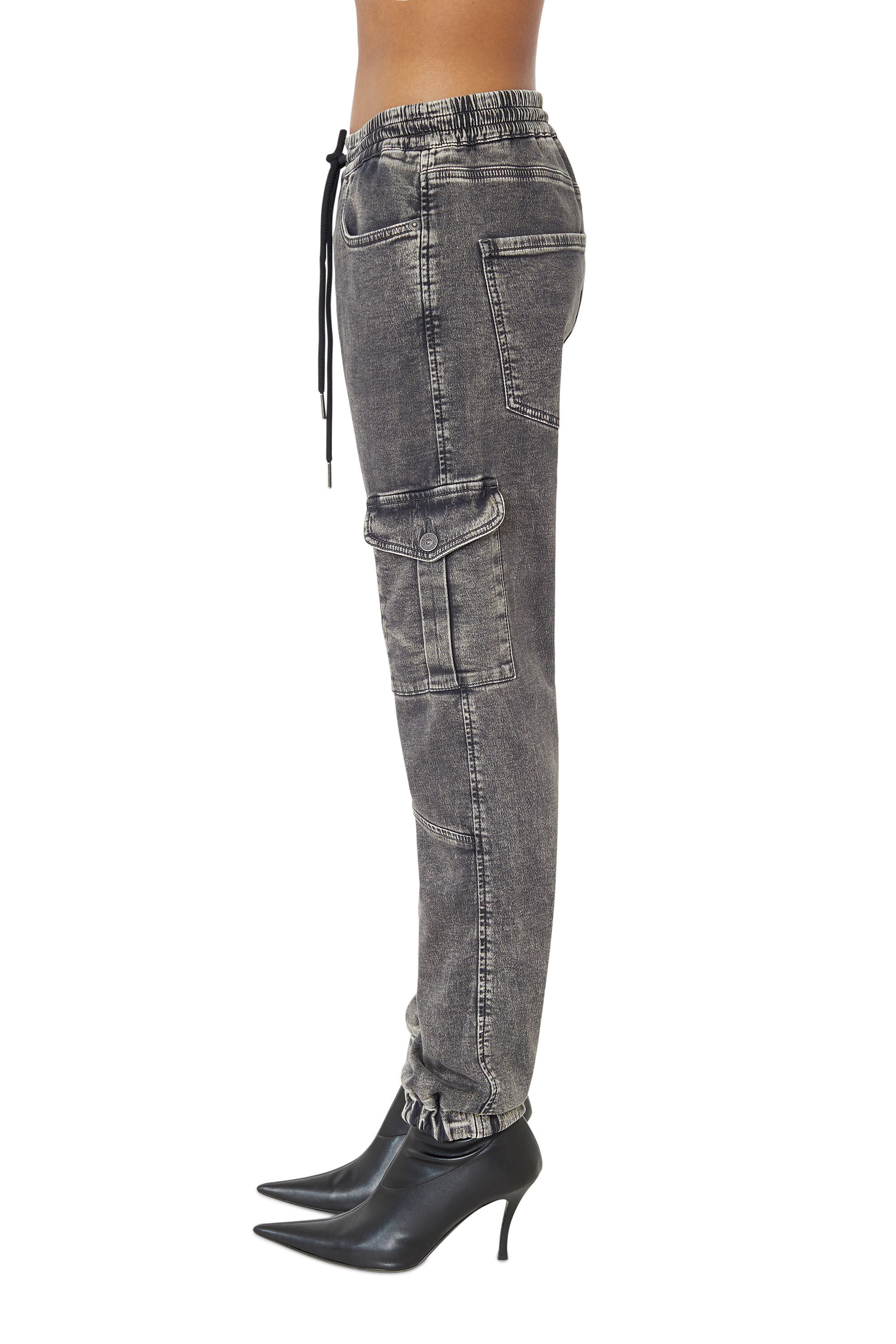 D-URSY TRACK DENIM Woman: Slim Black/Dark grey Jeans | Diesel