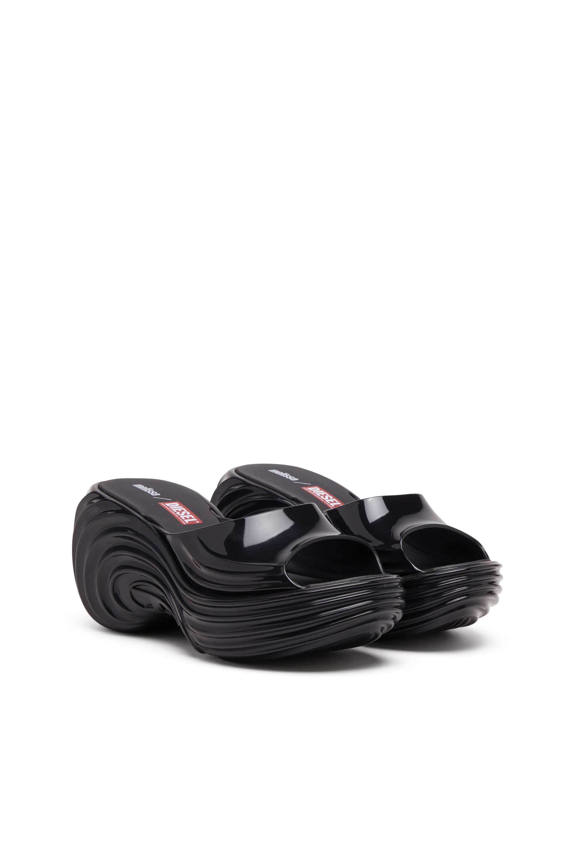 Women's Platform mule in Melflex® | Black | Diesel {{Country}}