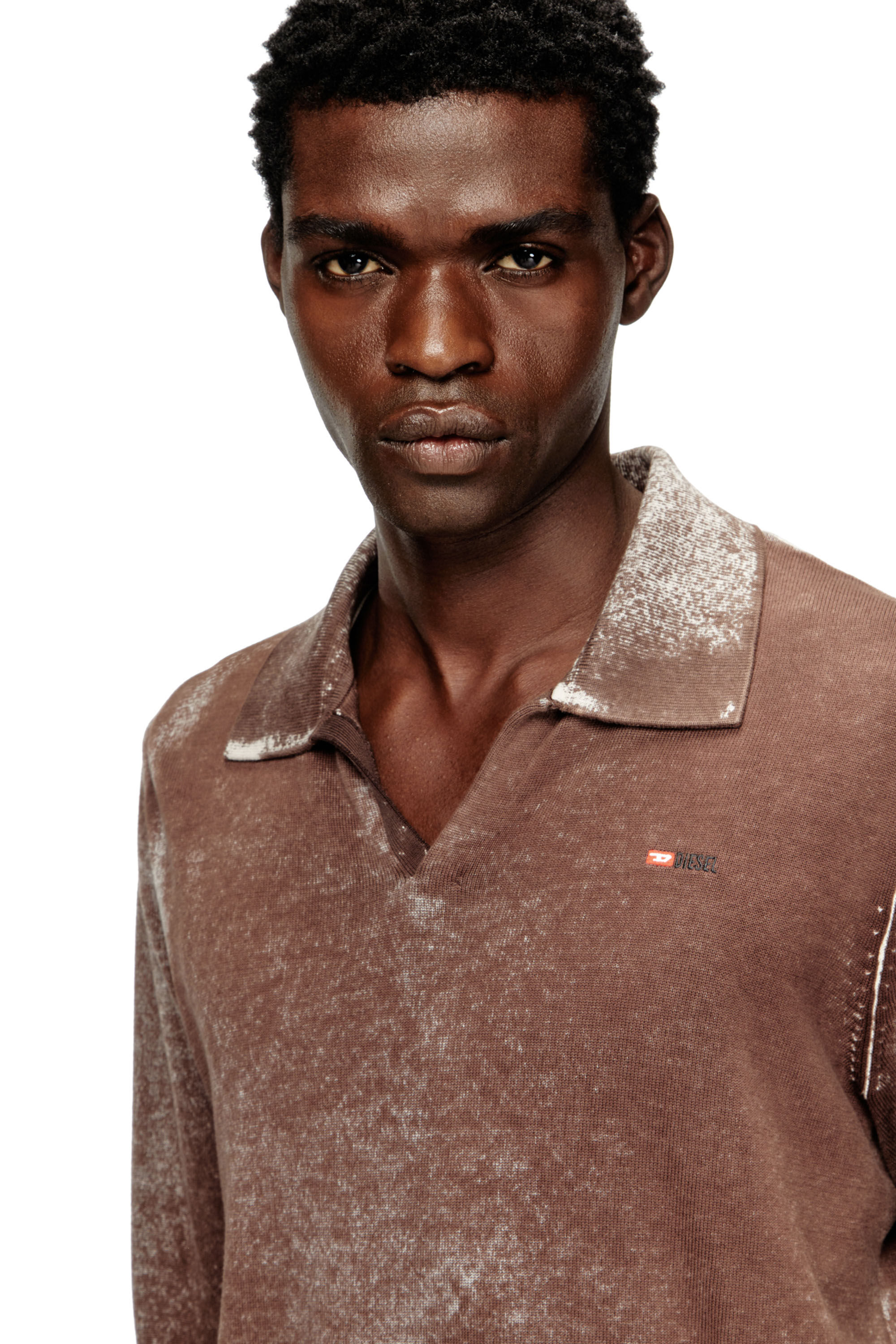 Men's Polo jumper with faded reverse print | Multicolor | Diesel