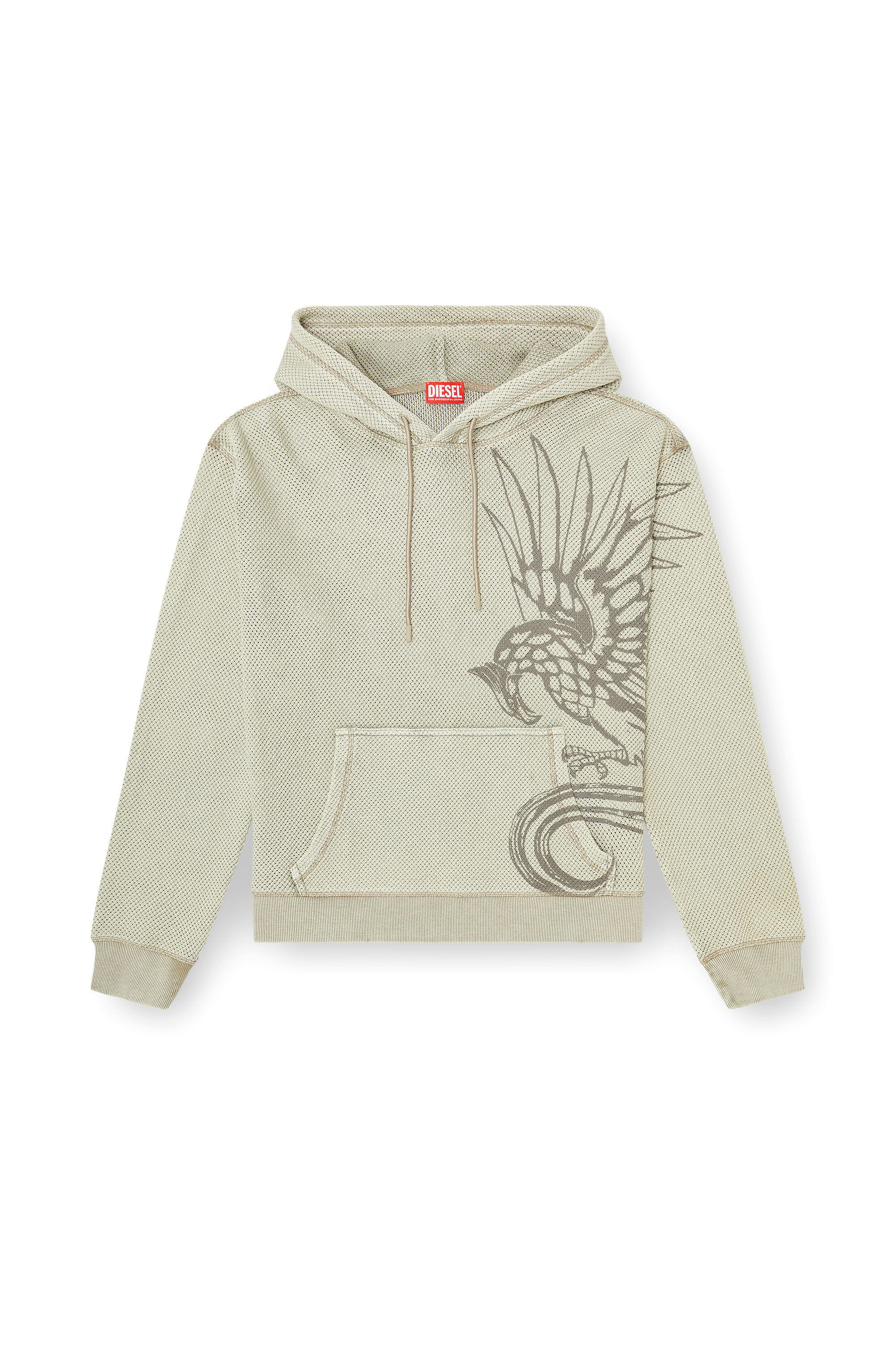 Diesel - S-NORM-HOOD-AA1, Man's Hoodie in textured cotton mesh in Beige - 4