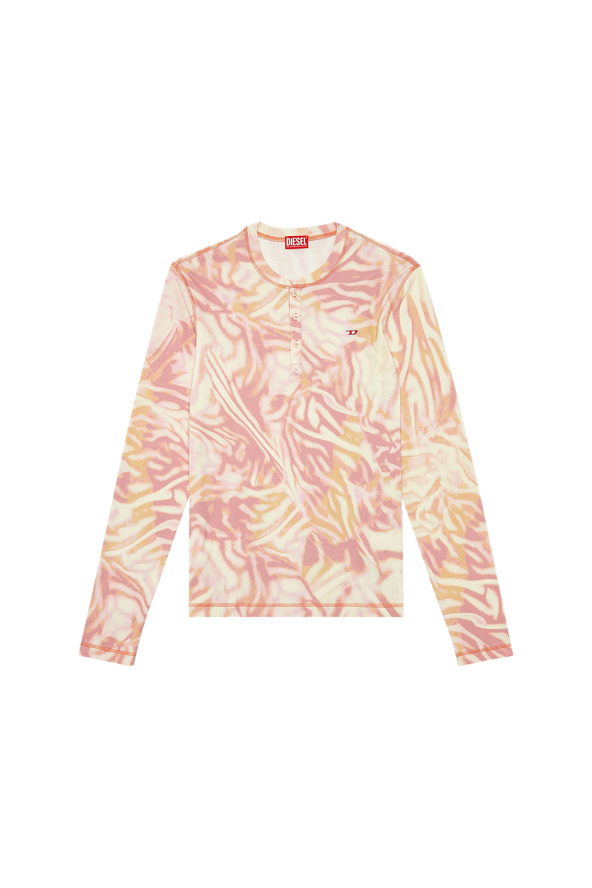 Diesel - T-SER, Man's Ribbed top with zebra-utilitarian print in Face Powder - 2