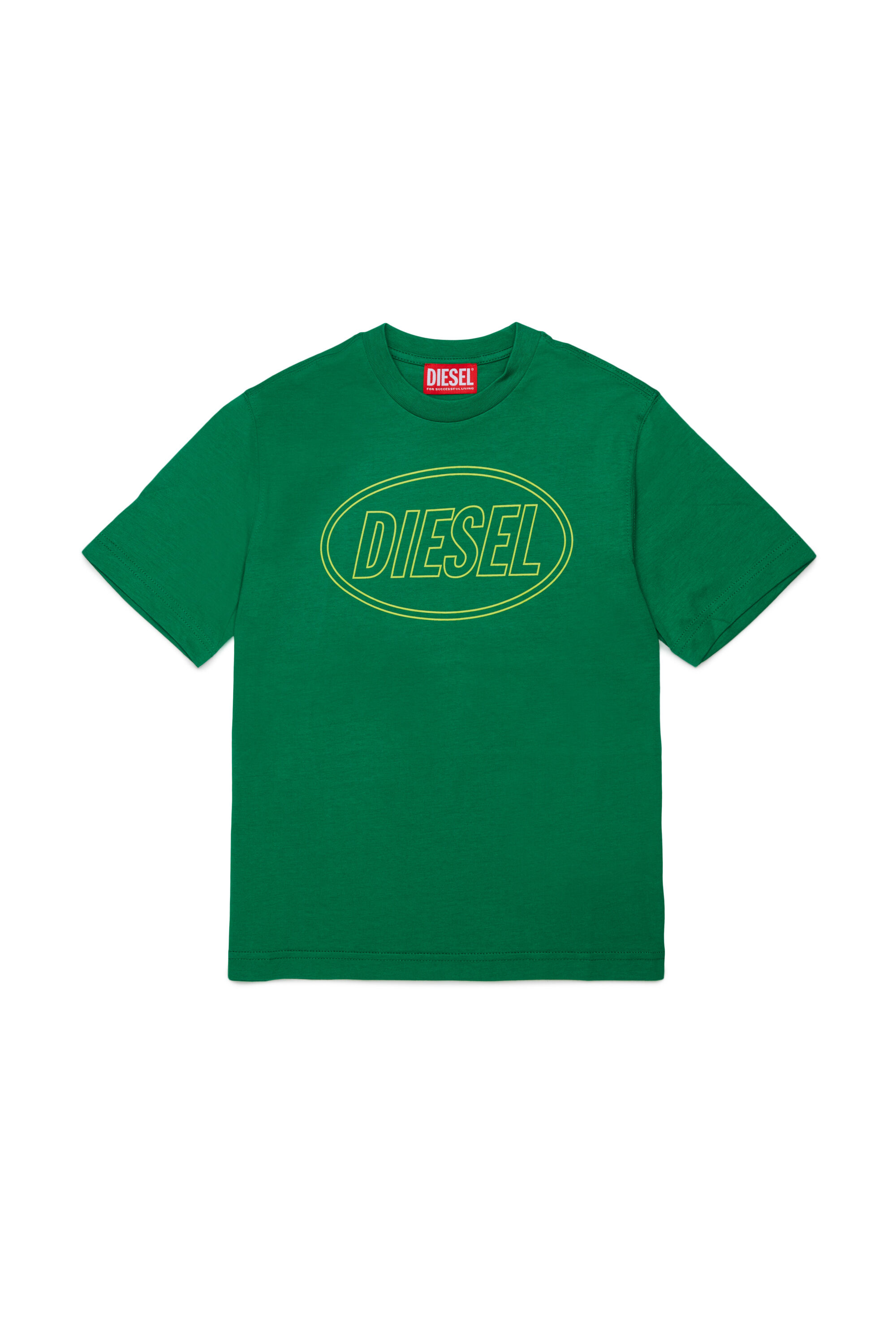 Diesel - TCIRCLE OVER, Man's Cotton T-shirt with Diesel print in Green - 1