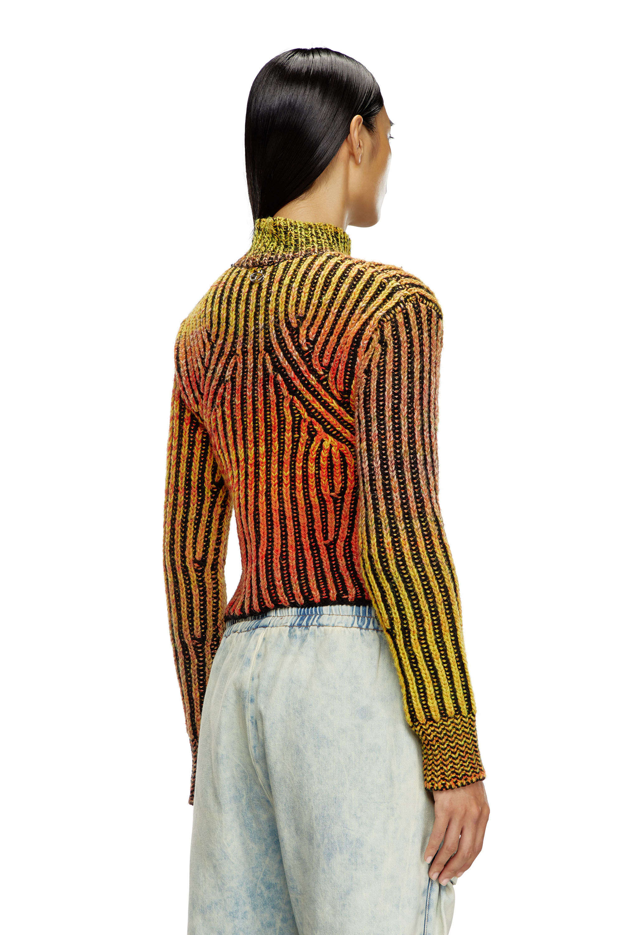 Women's Cropped turtleneck in dégradé knit | Orange | Diesel