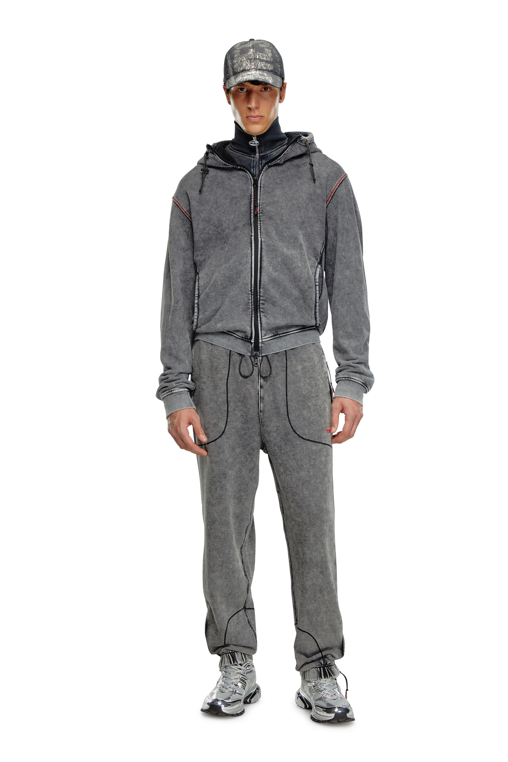 Men's Faded hoodie with zip back | Grey | Diesel