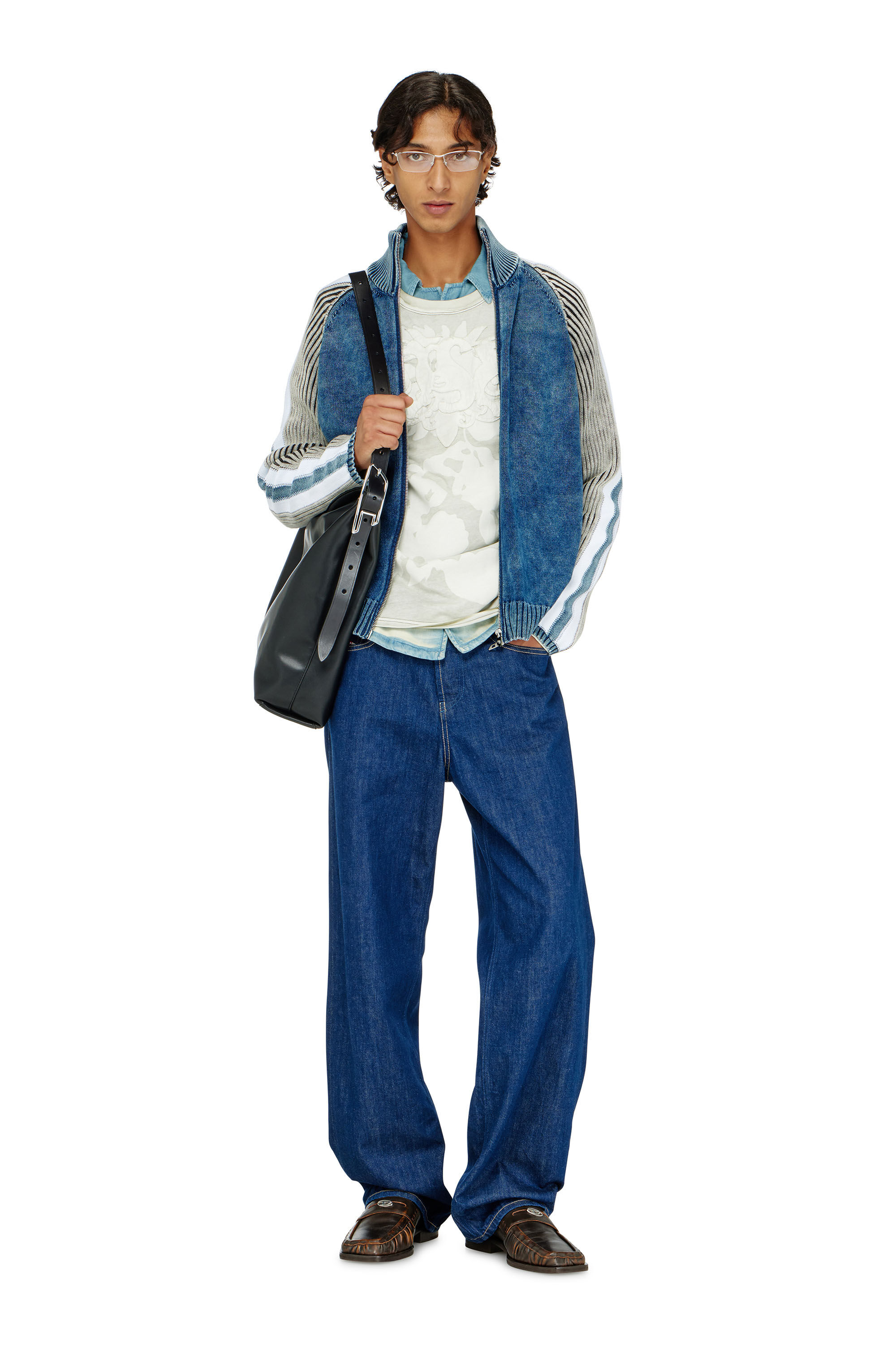 Men's Zip-up cardigan with sporty bands | Multicolor | Diesel TR