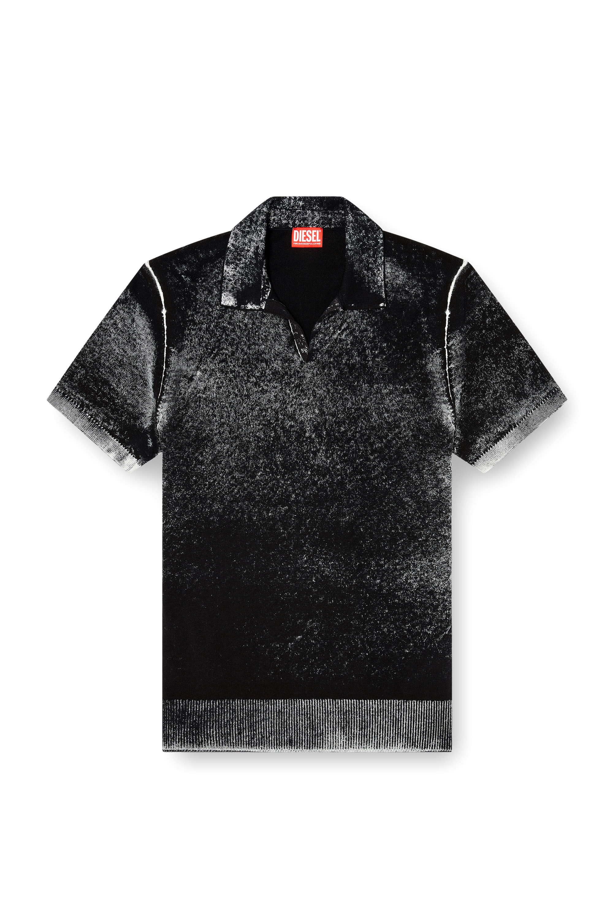 Diesel - K-LAWRIE, Man's Knit polo shirt with faded reverse print in Black - 5