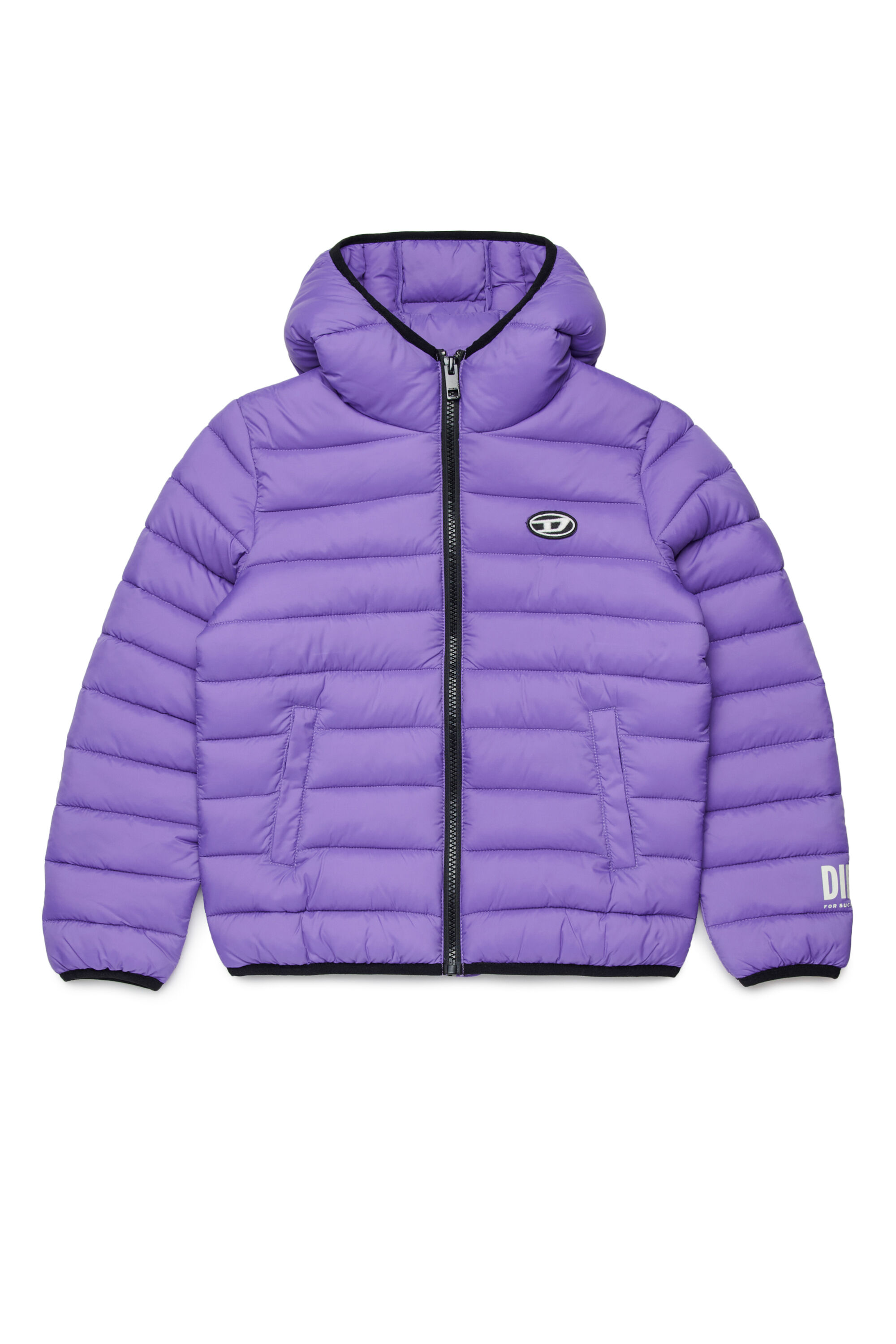 Diesel - JSTONY, Unisex's Nylon puffer jacket with hood in Violet - 1