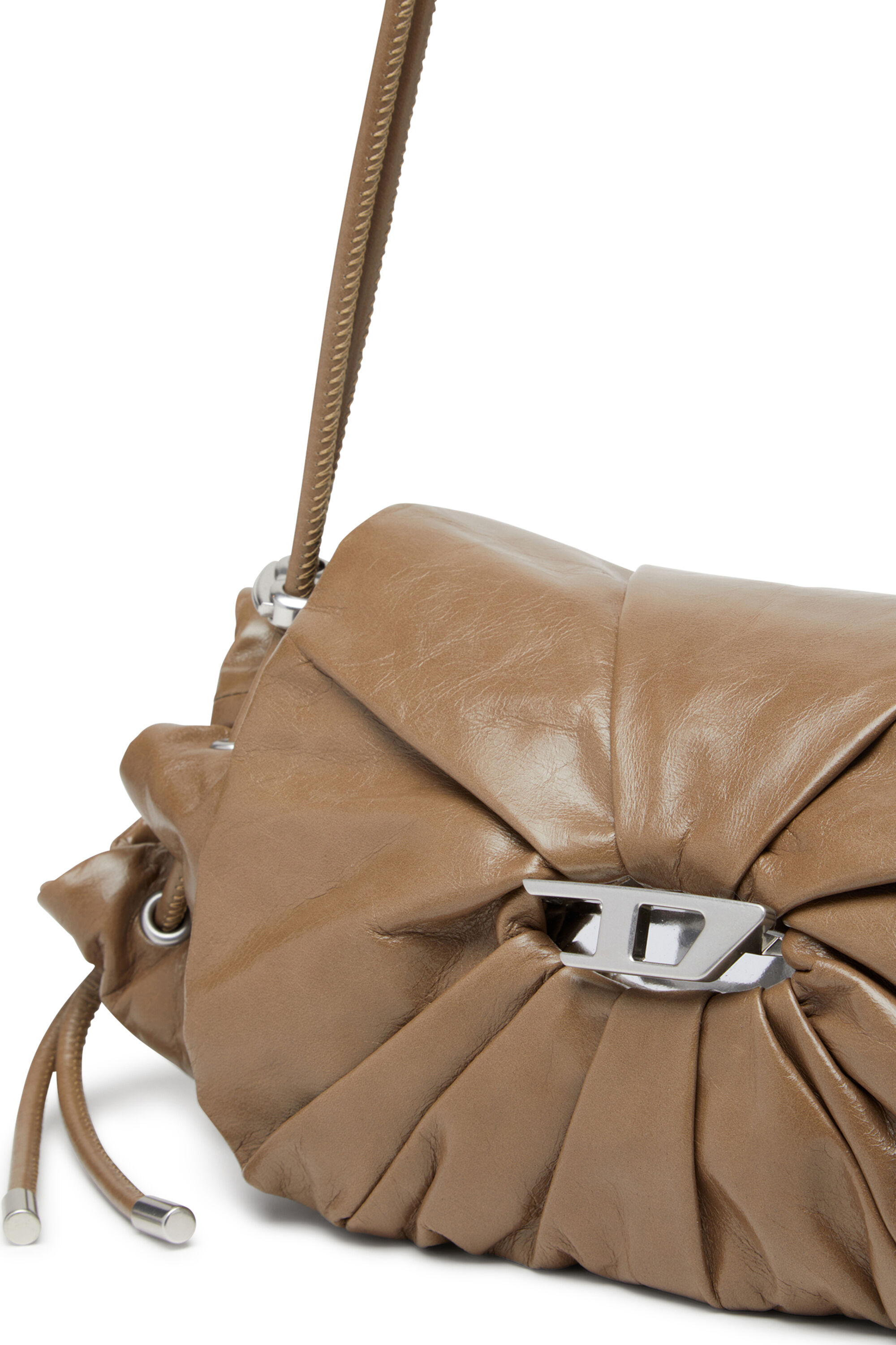 Women's Scrunch-D S-Shoulder bag in scrunched leather | Brown | Diesel