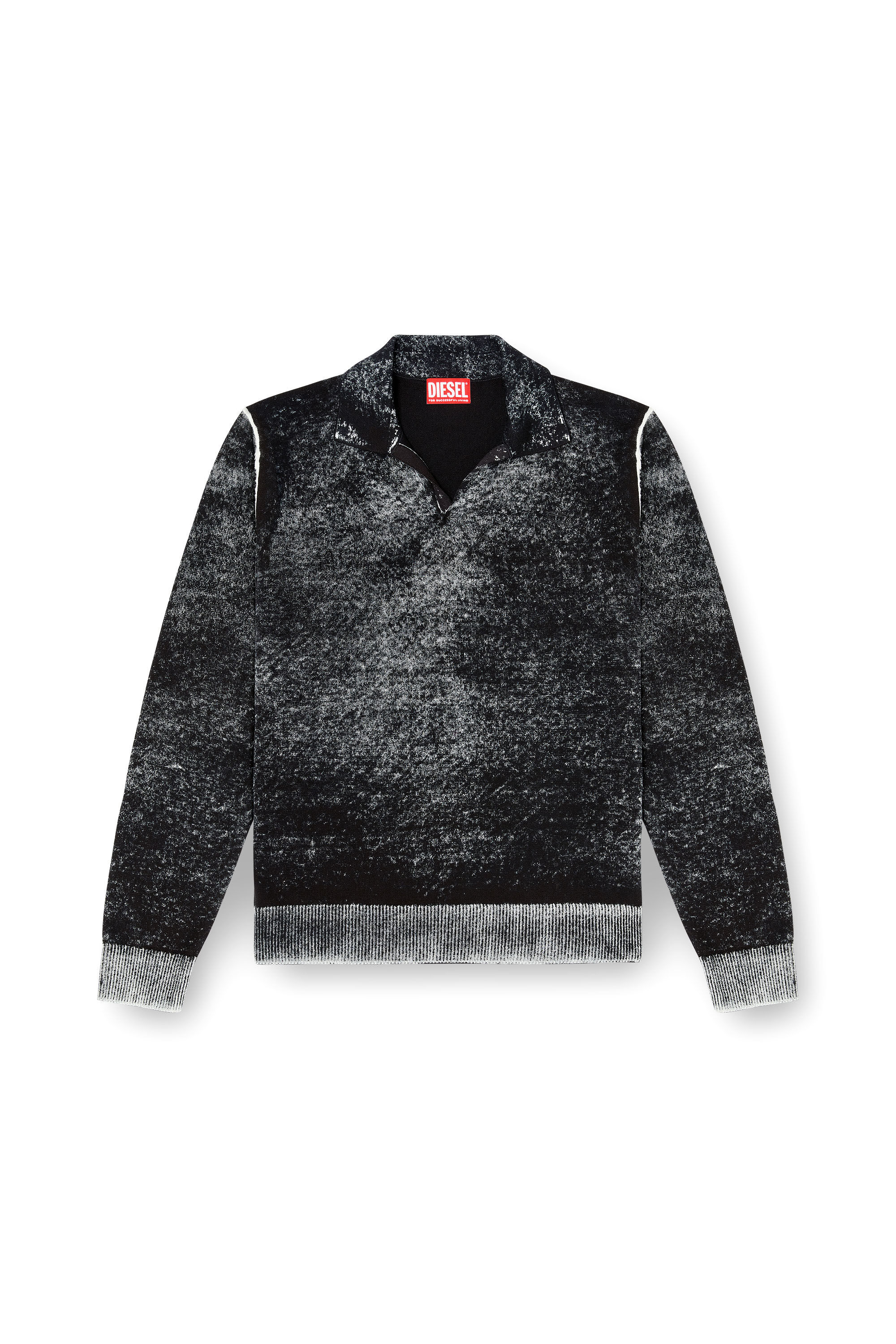 Diesel - K-LAWRENCE, Man's Polo jumper with faded reverse print in Grey/Black - 5