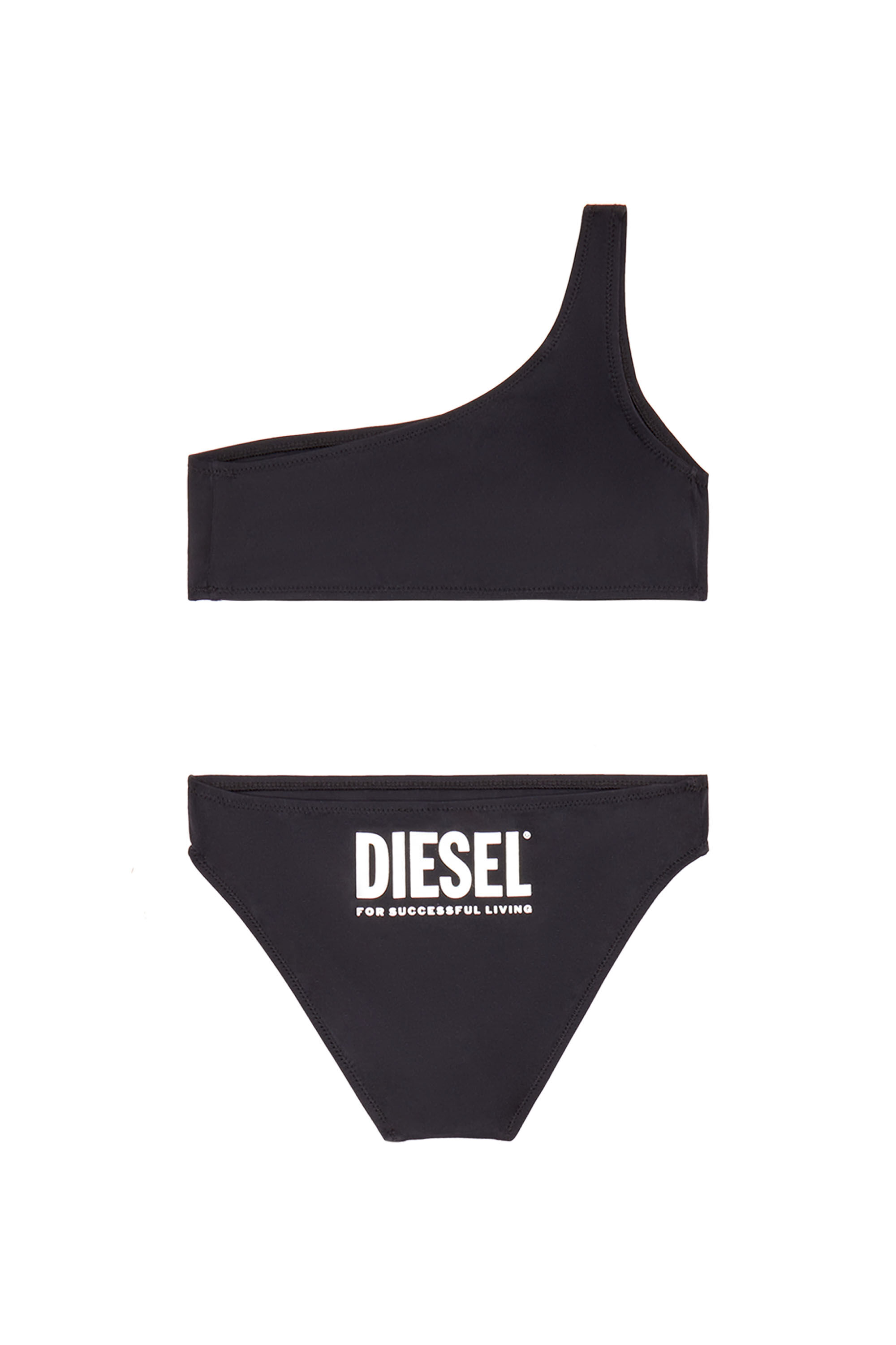 Diesel - MHOLDER, Woman One-shoulder bikini with logo prints in Black - Image 2