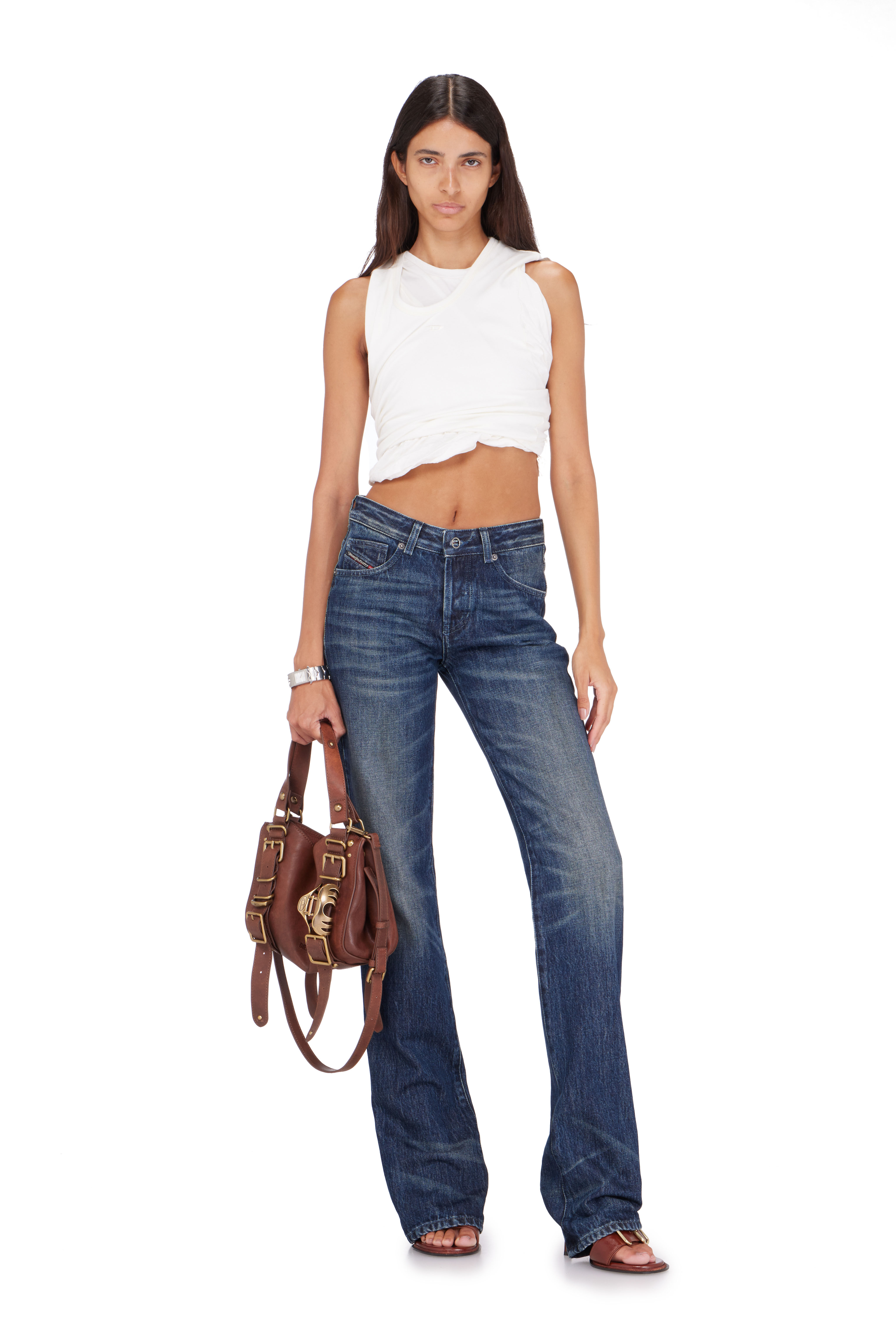 Women's D-One-Small top-handle bag in treated leather | Brown