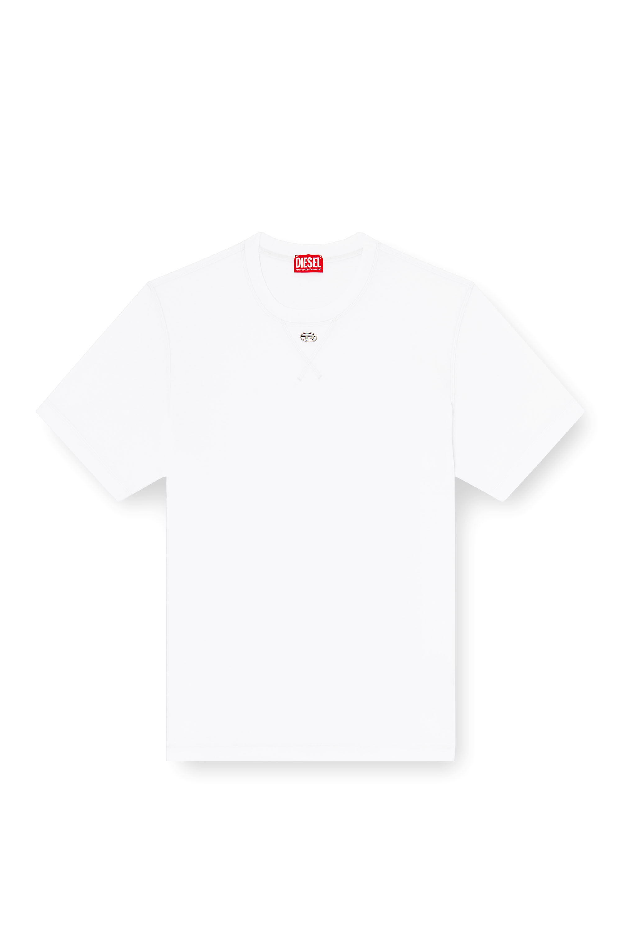 Men's Regular T-shirt with crew neck and Oval D | White | Diesel