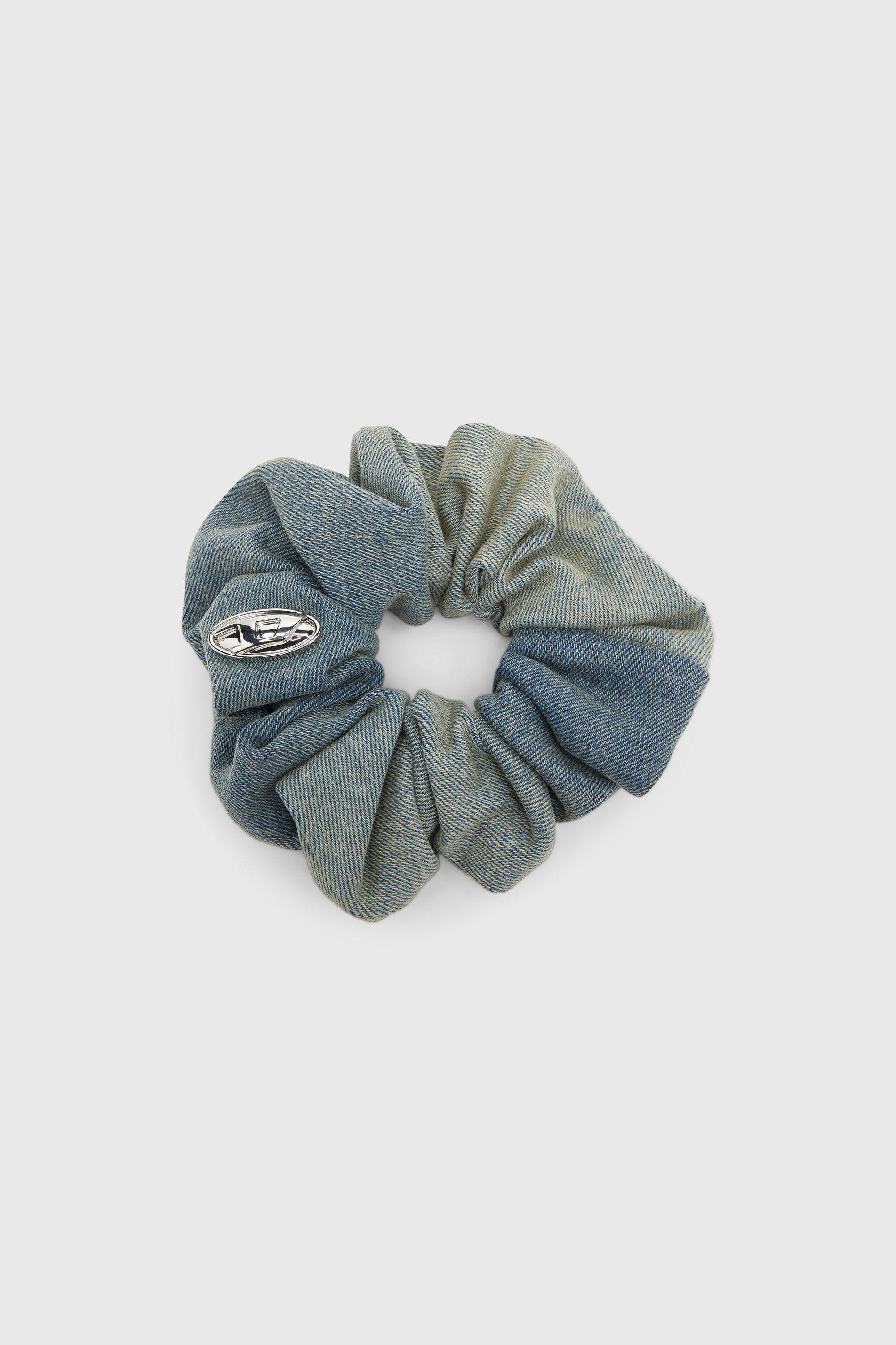 洗練されたデザイン　DIESEL BANGLE SCRUNCHIE ブルー Women's Scrunchie in solarised denim | Blue | Diesel {{Country}}
