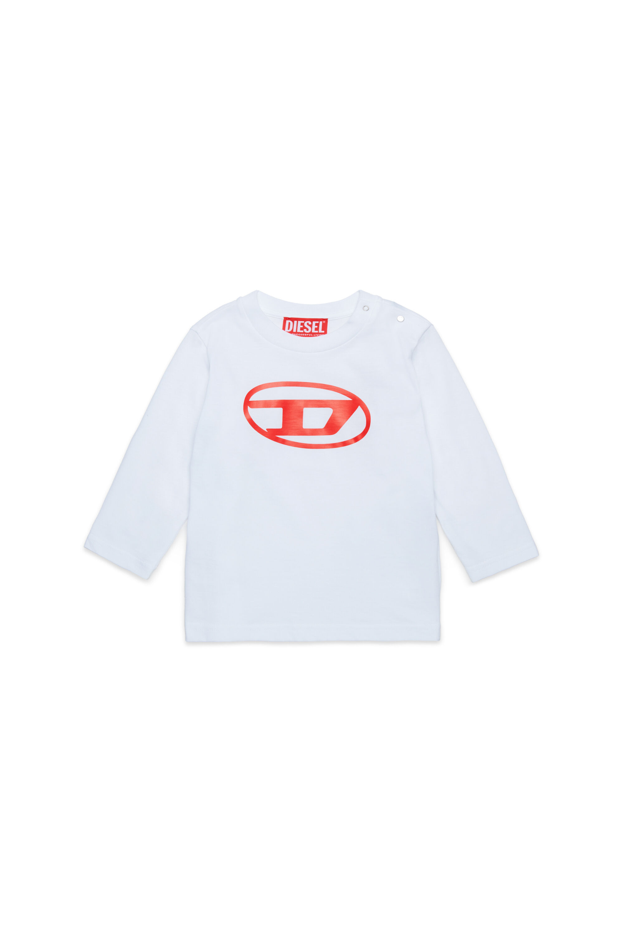 Diesel - TCERBLSB, Unisex's Long sleeve T-shirt with Oval D in White - 1