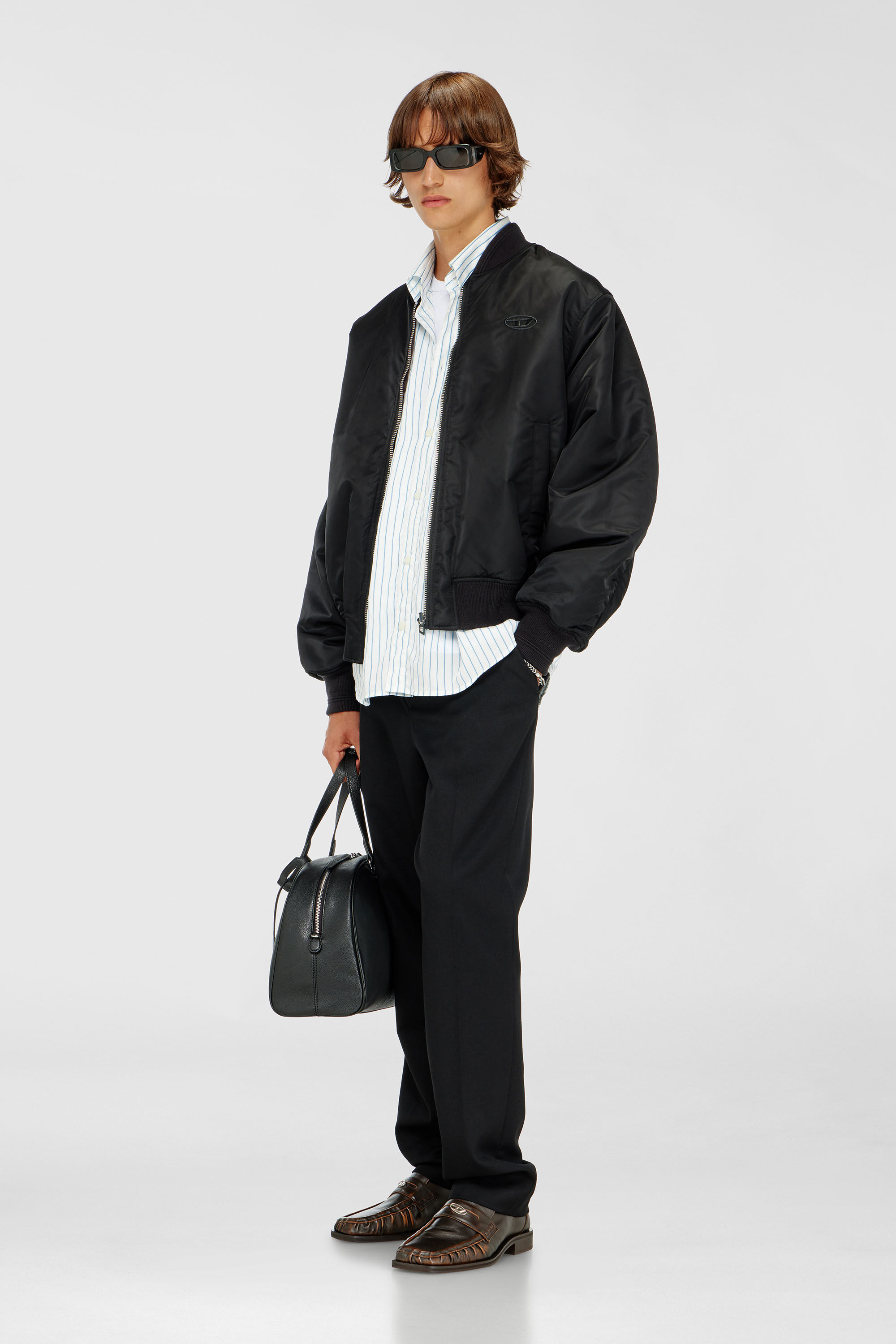 Men's Padded bomber jacket with Oval D embroidery | Black | Diesel TR