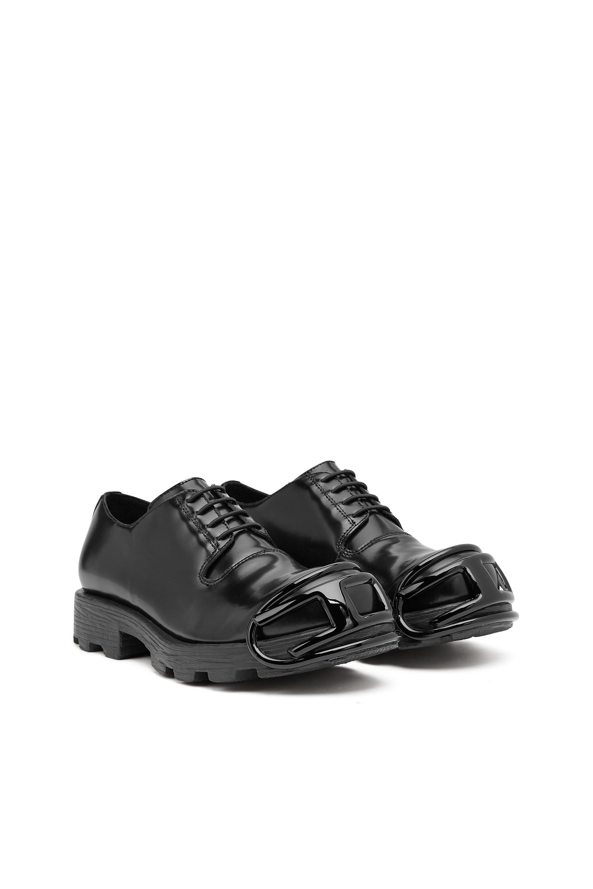 Men's D-Hammer-Leather lace-up shoes with oval D toe cap | Black 