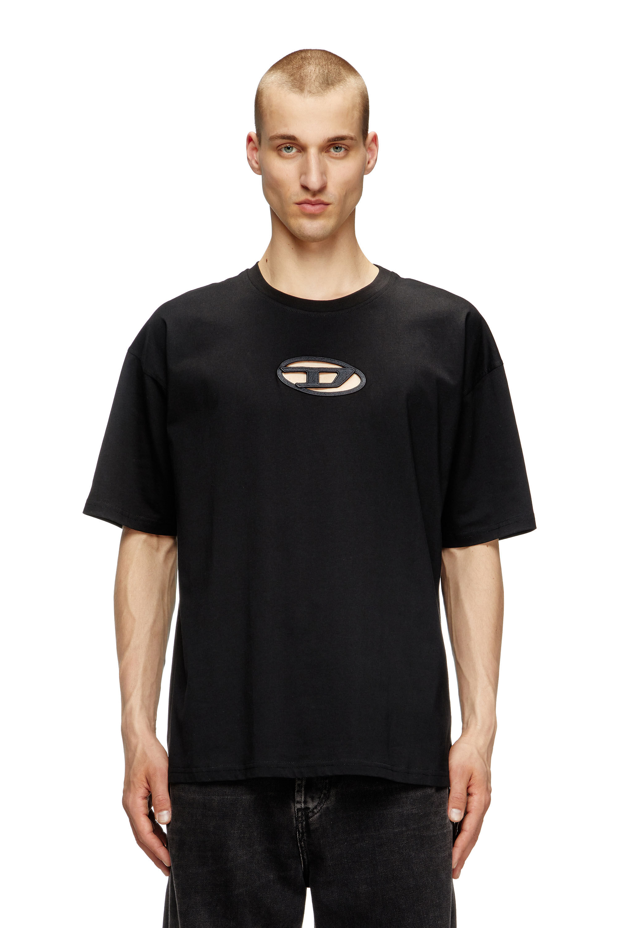 Women's T-shirt with embroidered Oval D | Black | Diesel