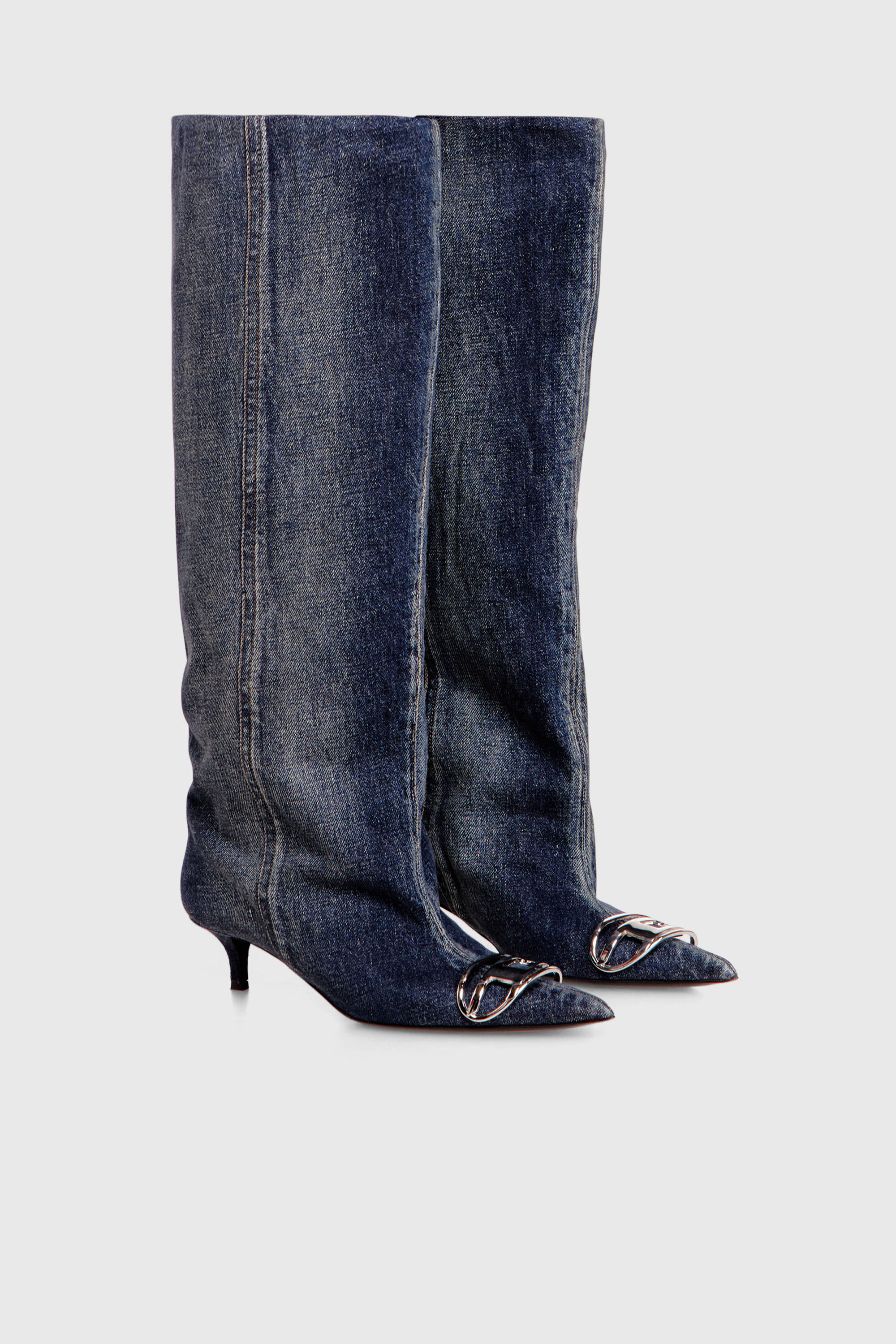 Women's D-Venus-Slouchy knee-high boot in denim | Blue | Diesel