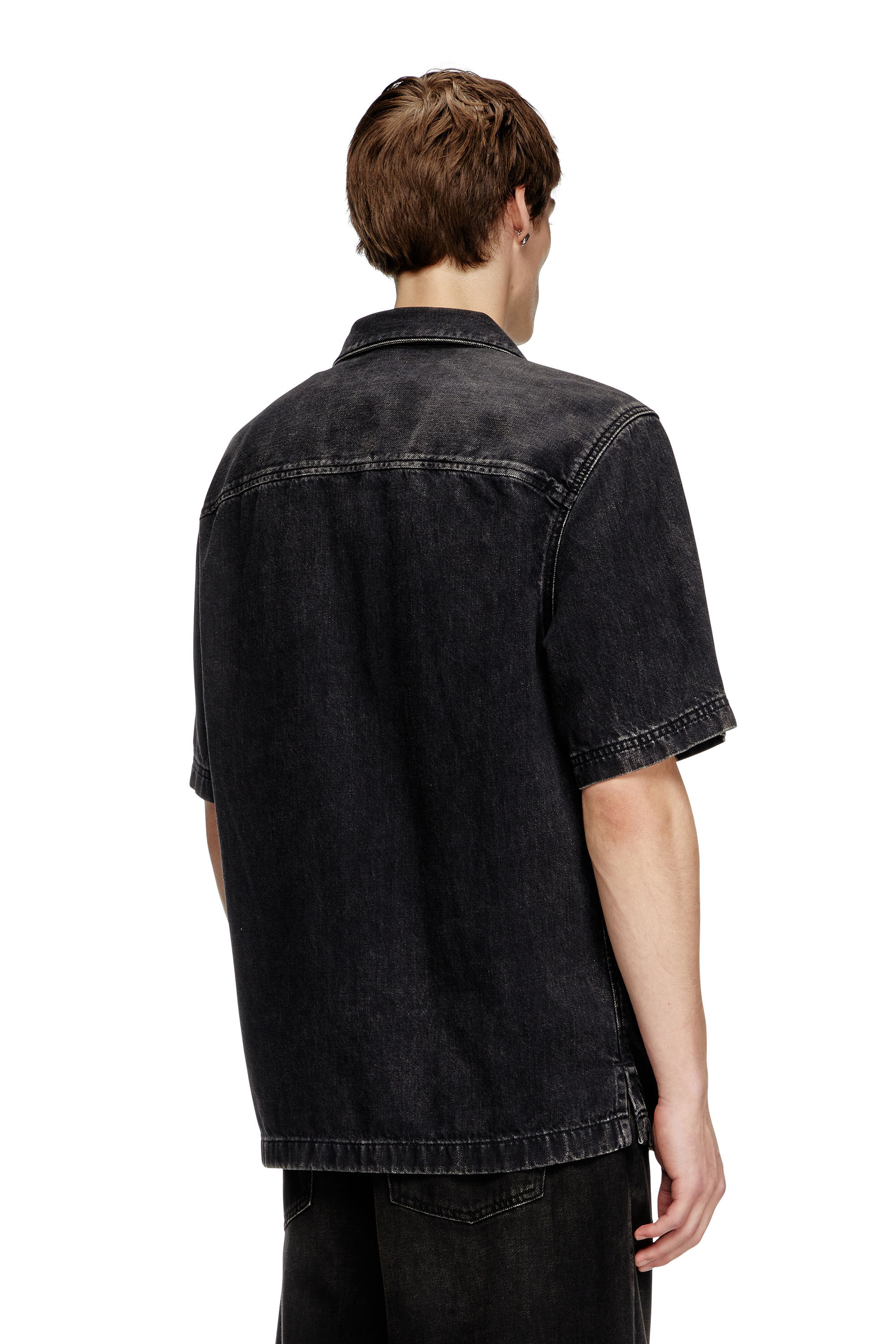 Men's Bowling shirt in Tencel denim | Black | Diesel