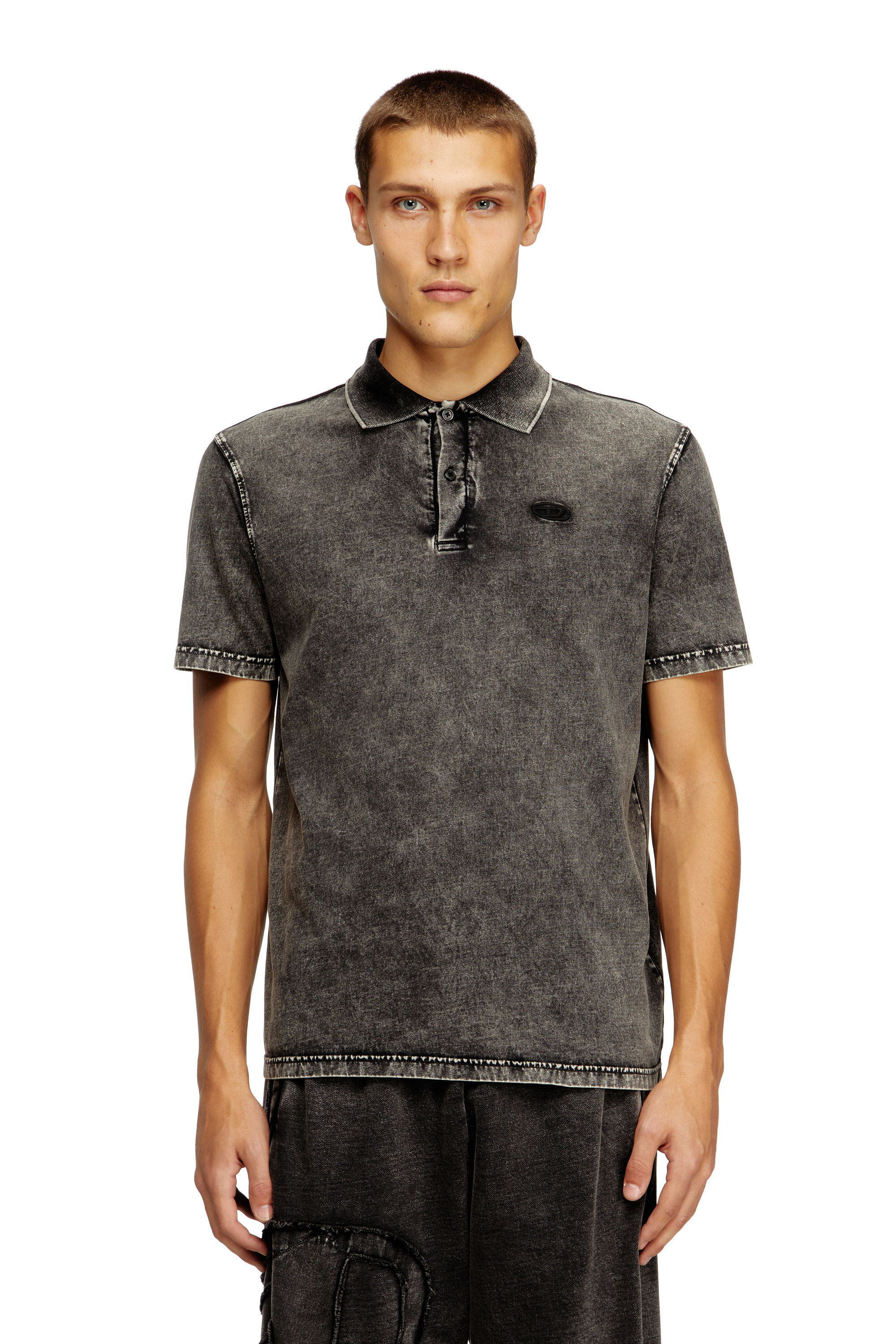 Men's Polo shirt in denim-effect jersey | Grey | Diesel