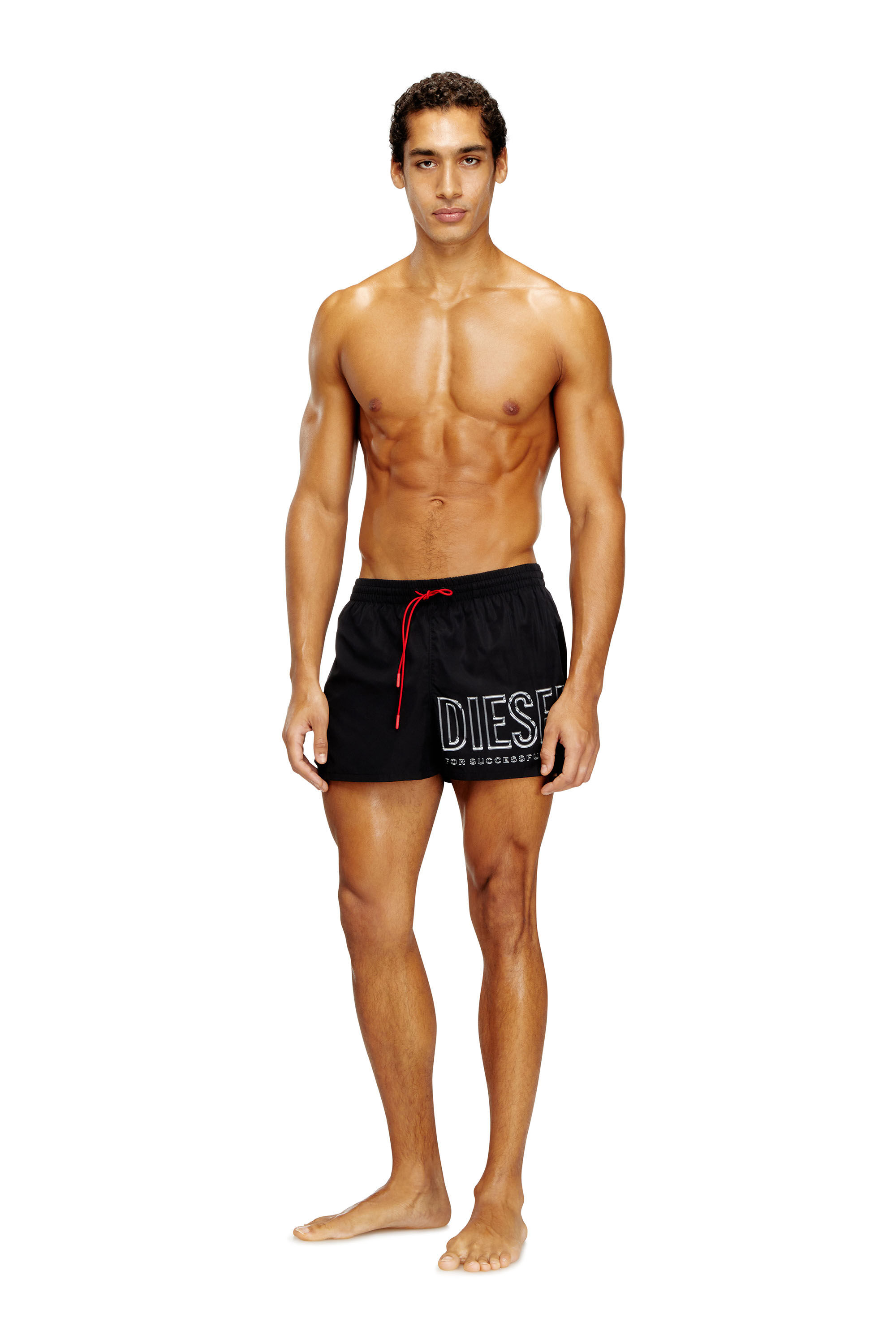Diesel - OLYMPIC-34-D-CORE, Man's Mid-length swim shorts with outline logo in Black - 2