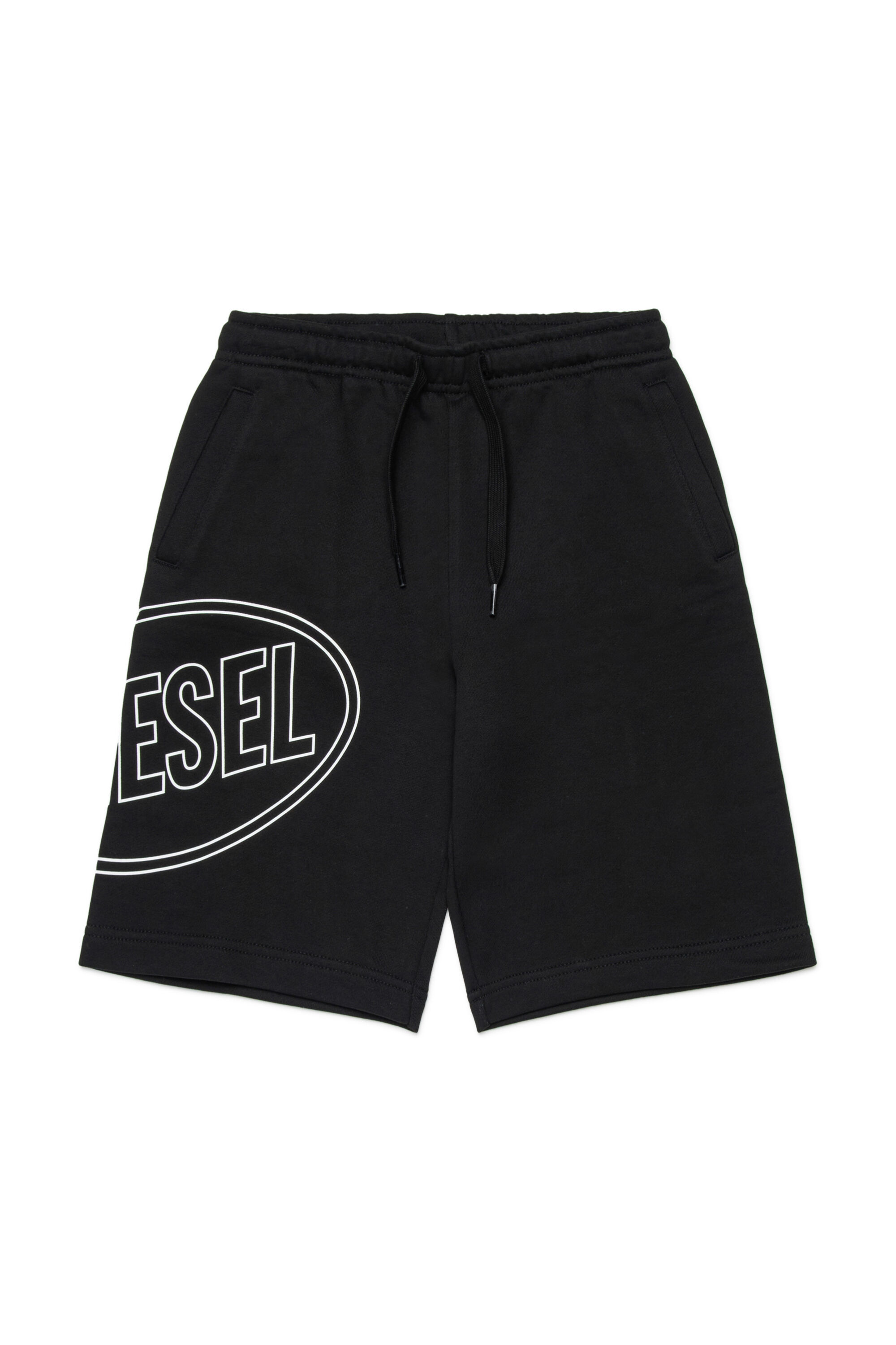 Diesel - PCIRCLE SHORT, Man's Cotton bermudas with maxi print in Black - 1