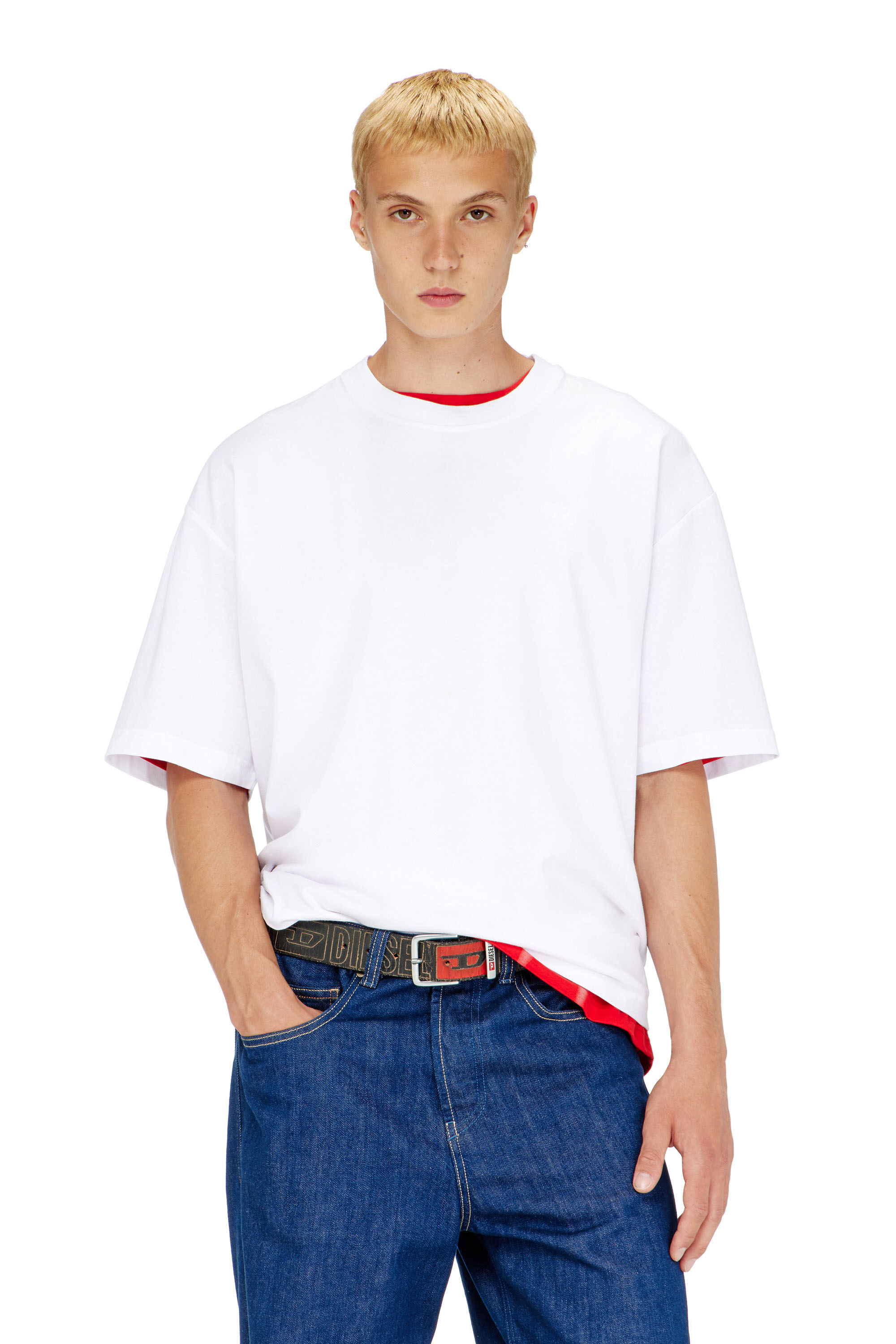 Men's oversized T-shirt with maxi oval D embroidery | Diesel