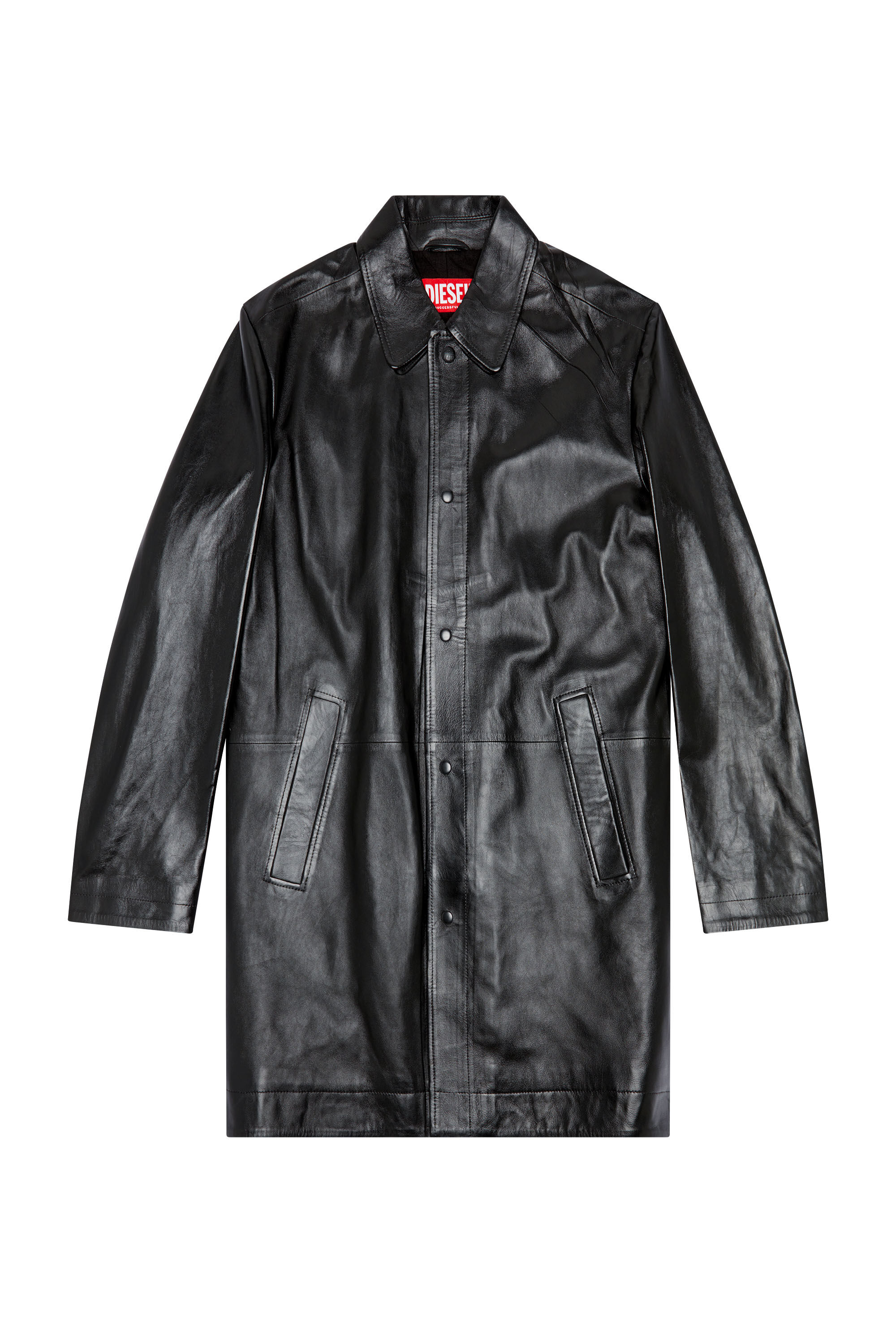 Men s Coated leather coat Black Diesel